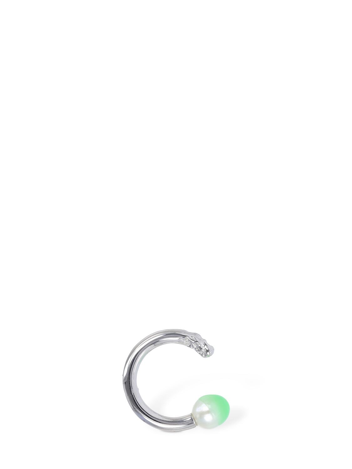 Maria Black Perle Mono-ohrring Mit Perle „lana 12 Appel“ In Green,silver