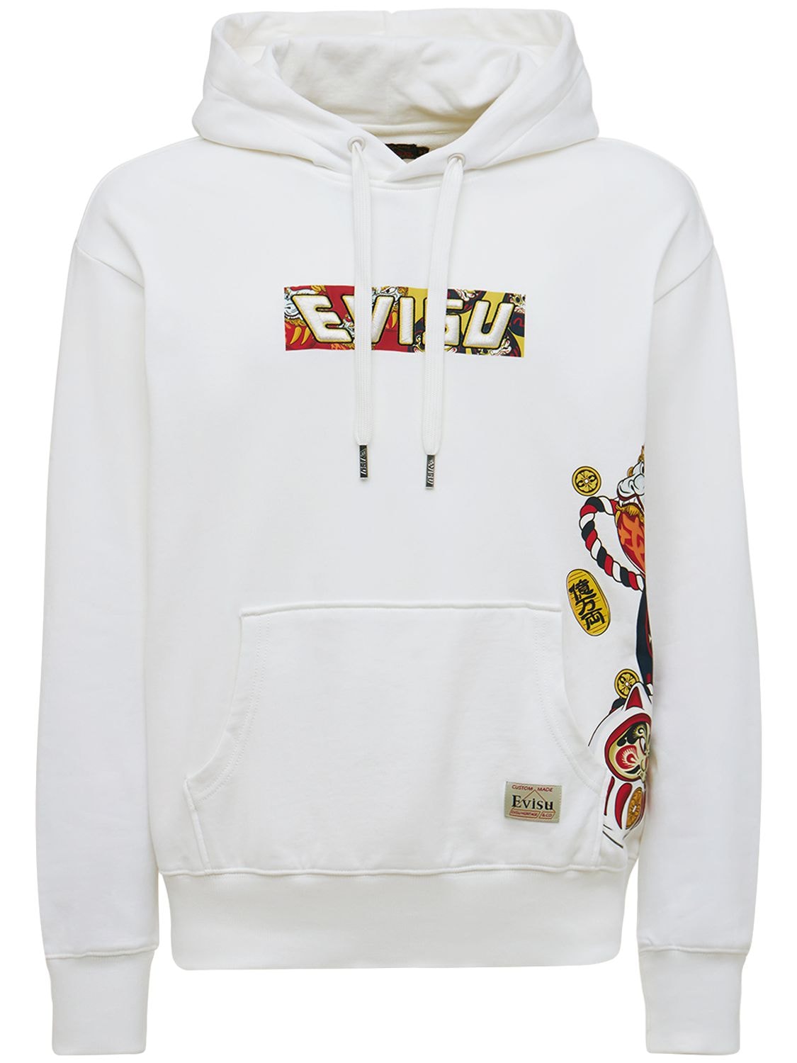 Evisu - Cotton daruma embroidered hoodie - White | Luisaviaroma