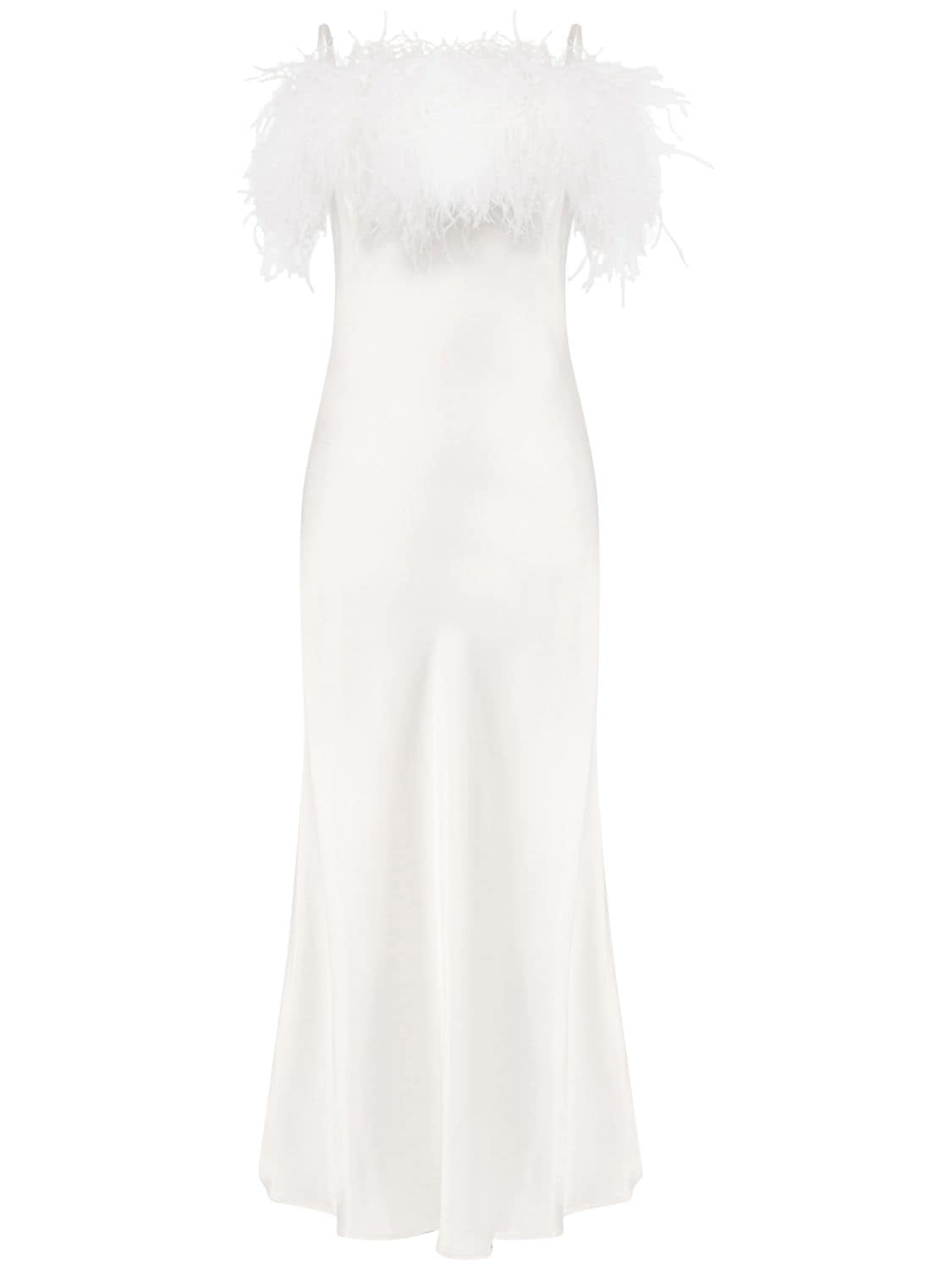 Sleeper Boheme Ostrich-feather Embellished Slip Dress In White