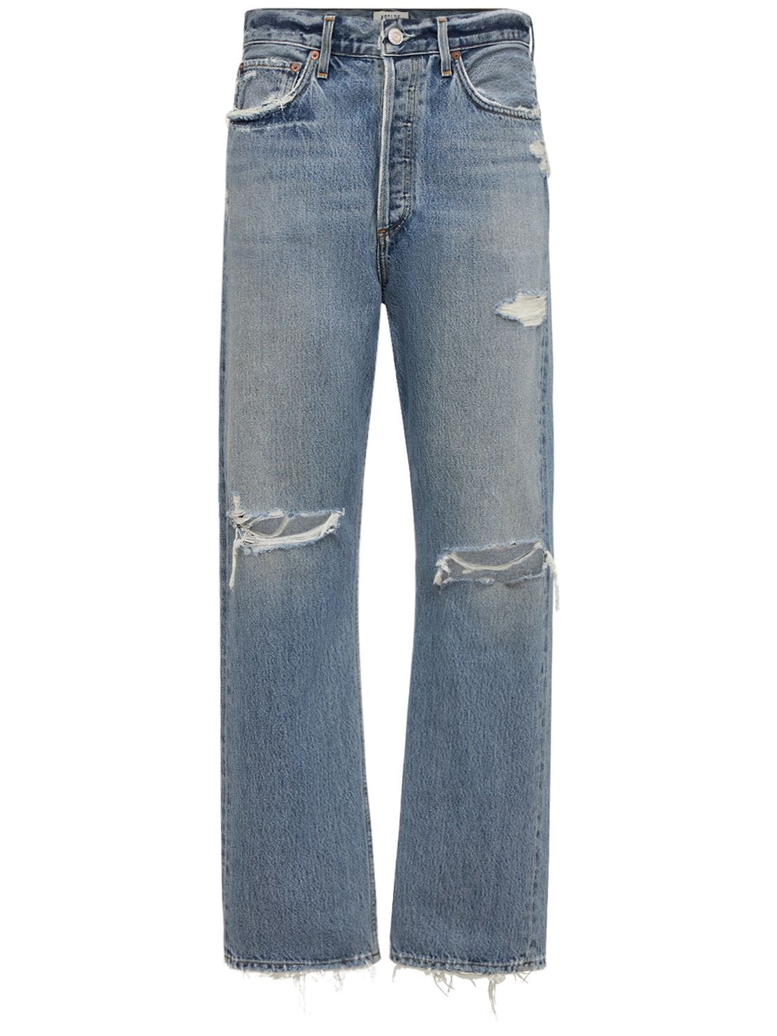90s Mid Rise Loose Fit Distressed Jeans