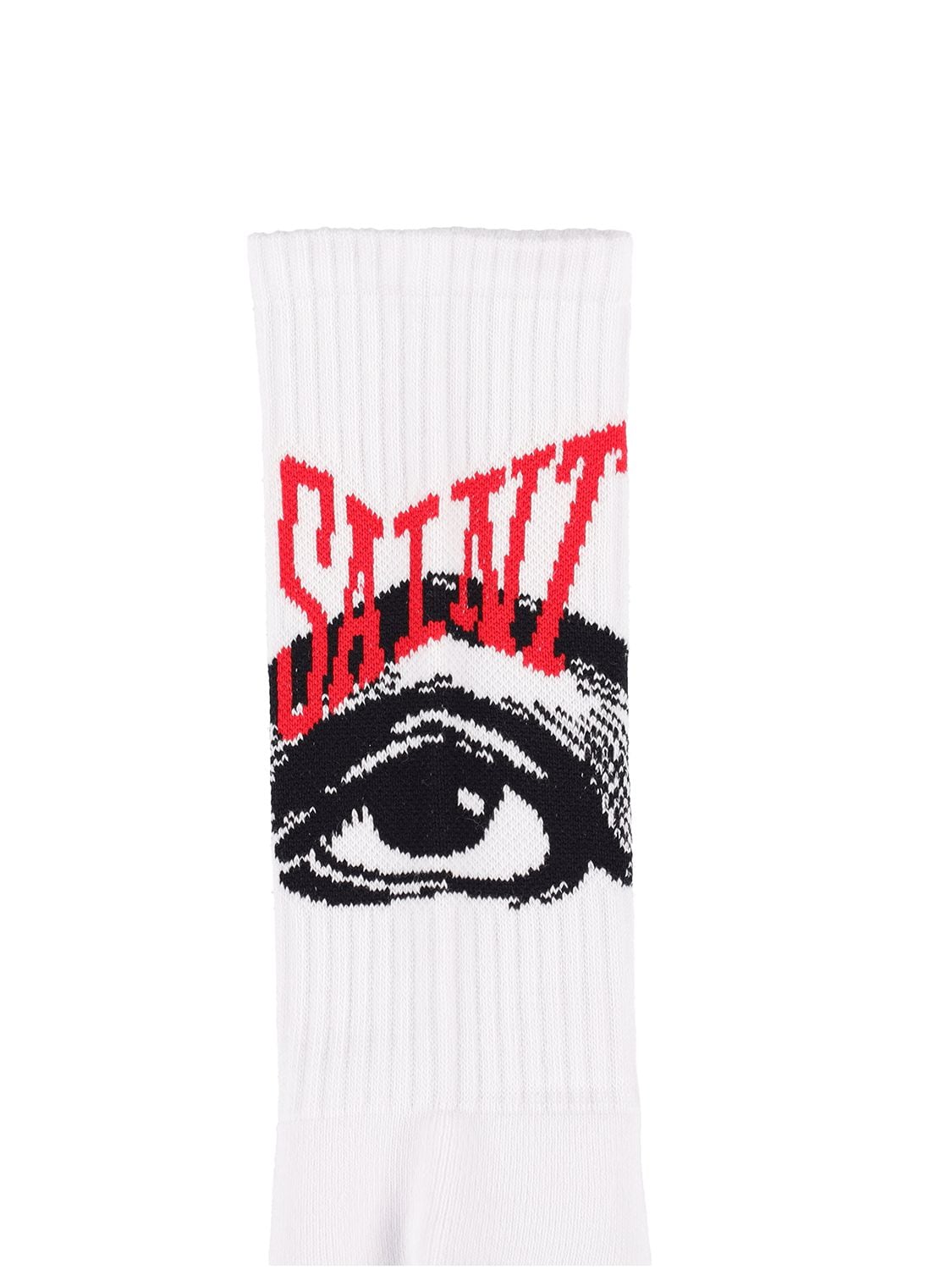 Shop Saint Michael Logo Cotton Blend Socks In White