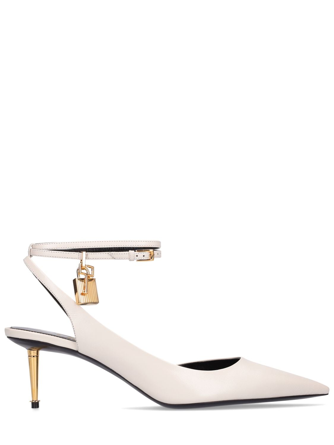 Tom Ford 55mm Padlock Leather Pumps In White