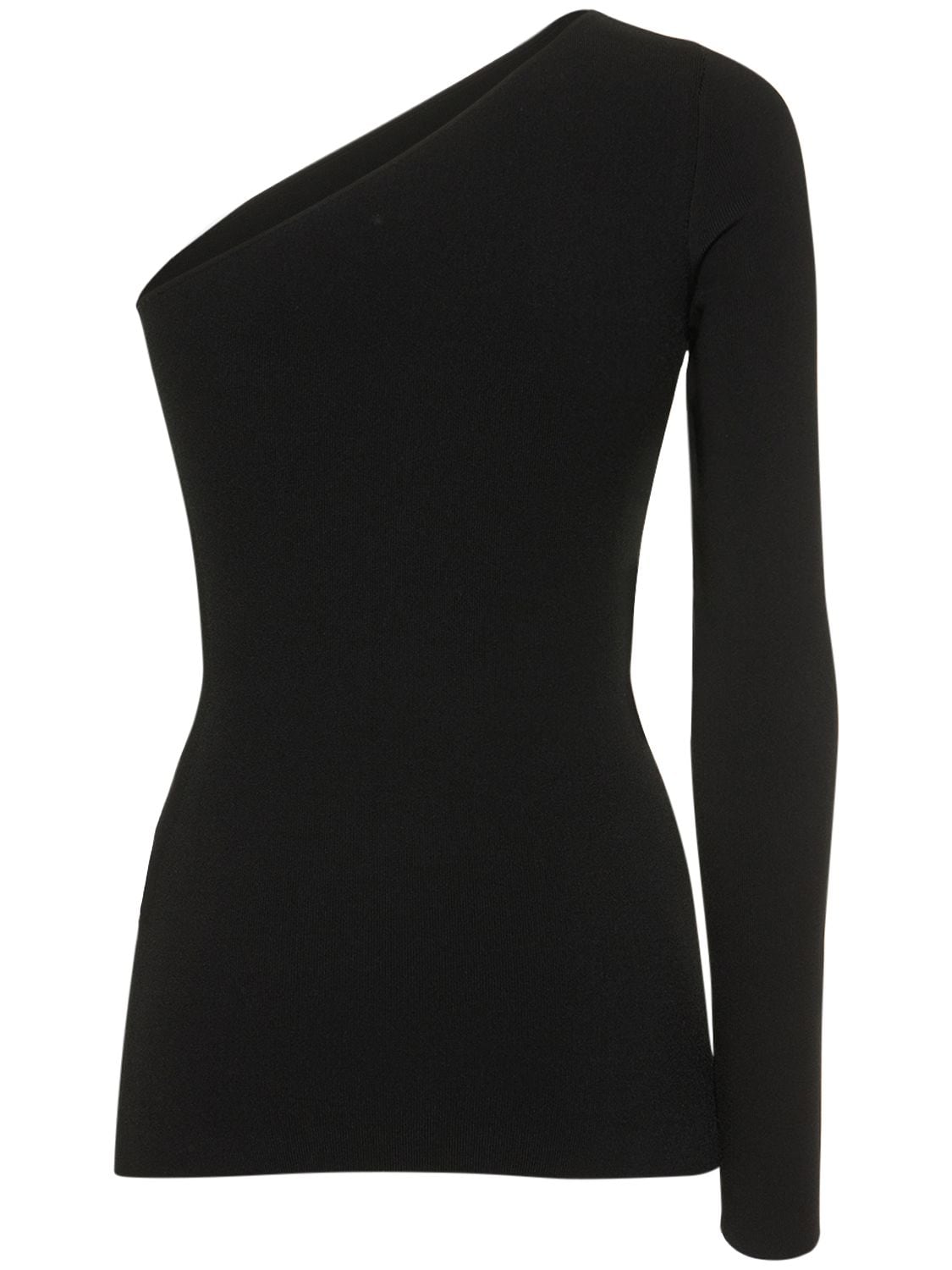 Shop Victoria Beckham One Shoulder Stretch Viscose Top In Black
