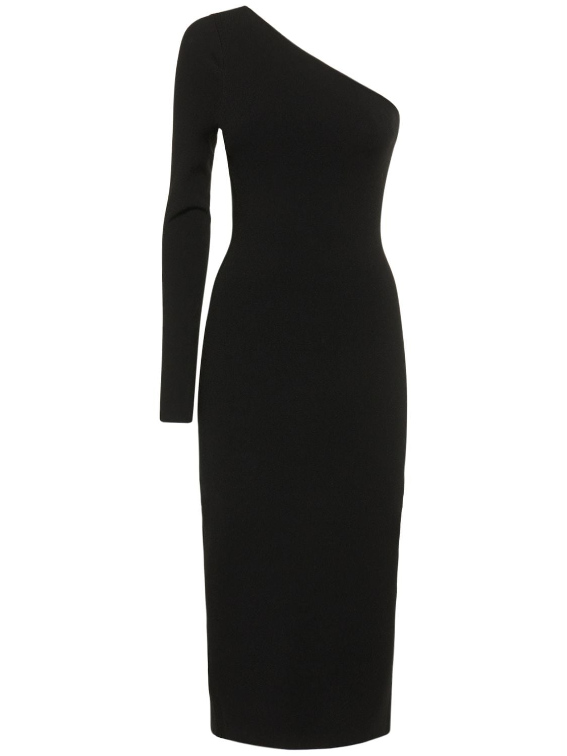 Shop Victoria Beckham Body Compact Viscose Midi Dress In Black