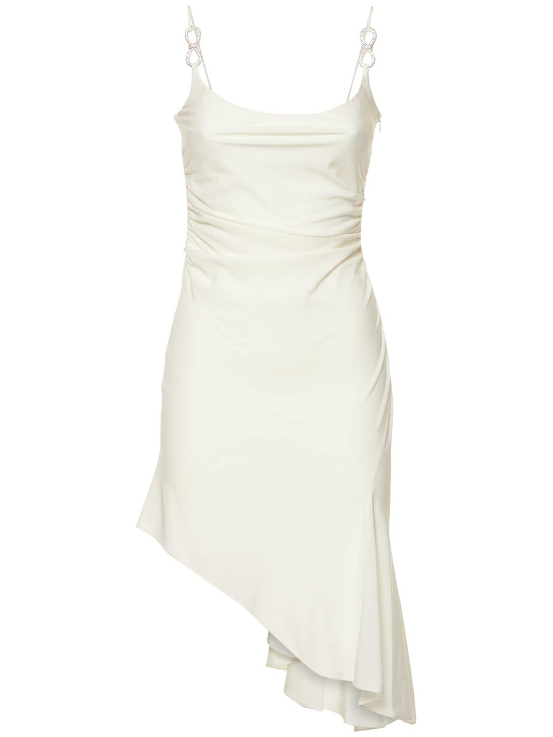 Mach & Mach Bow-embellished Silk Mini Dress In White | ModeSens