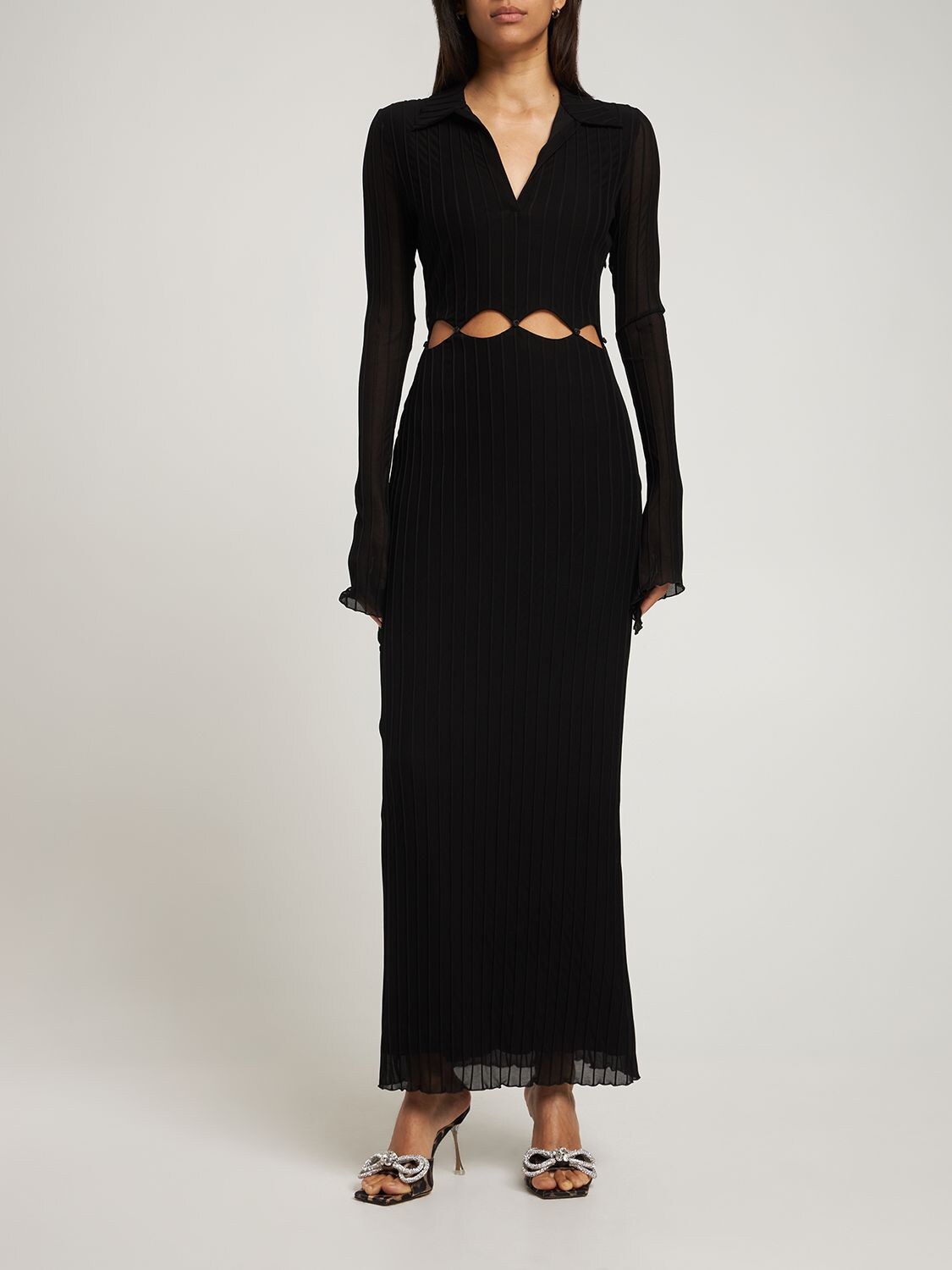 MACH & MACH CUTOUT STRETCH VISCOSE MIDI DRESS 