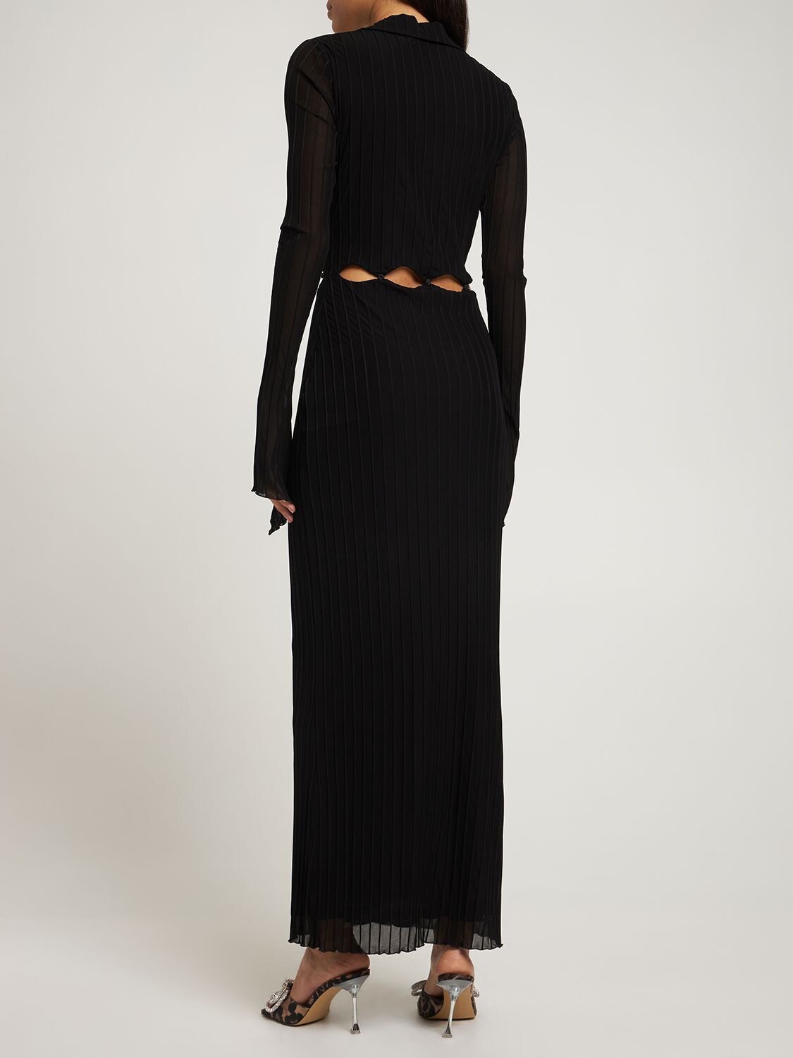 MACH & MACH CUTOUT STRETCH VISCOSE MIDI DRESS 