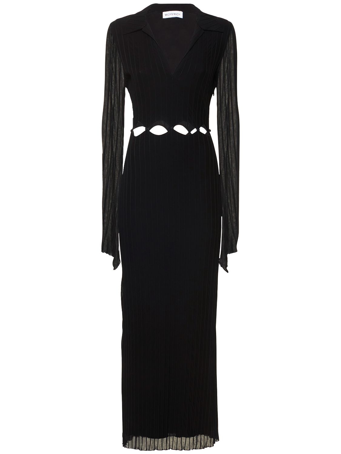 Mach & Mach Cutout Stretch Viscose Midi Dress In Black