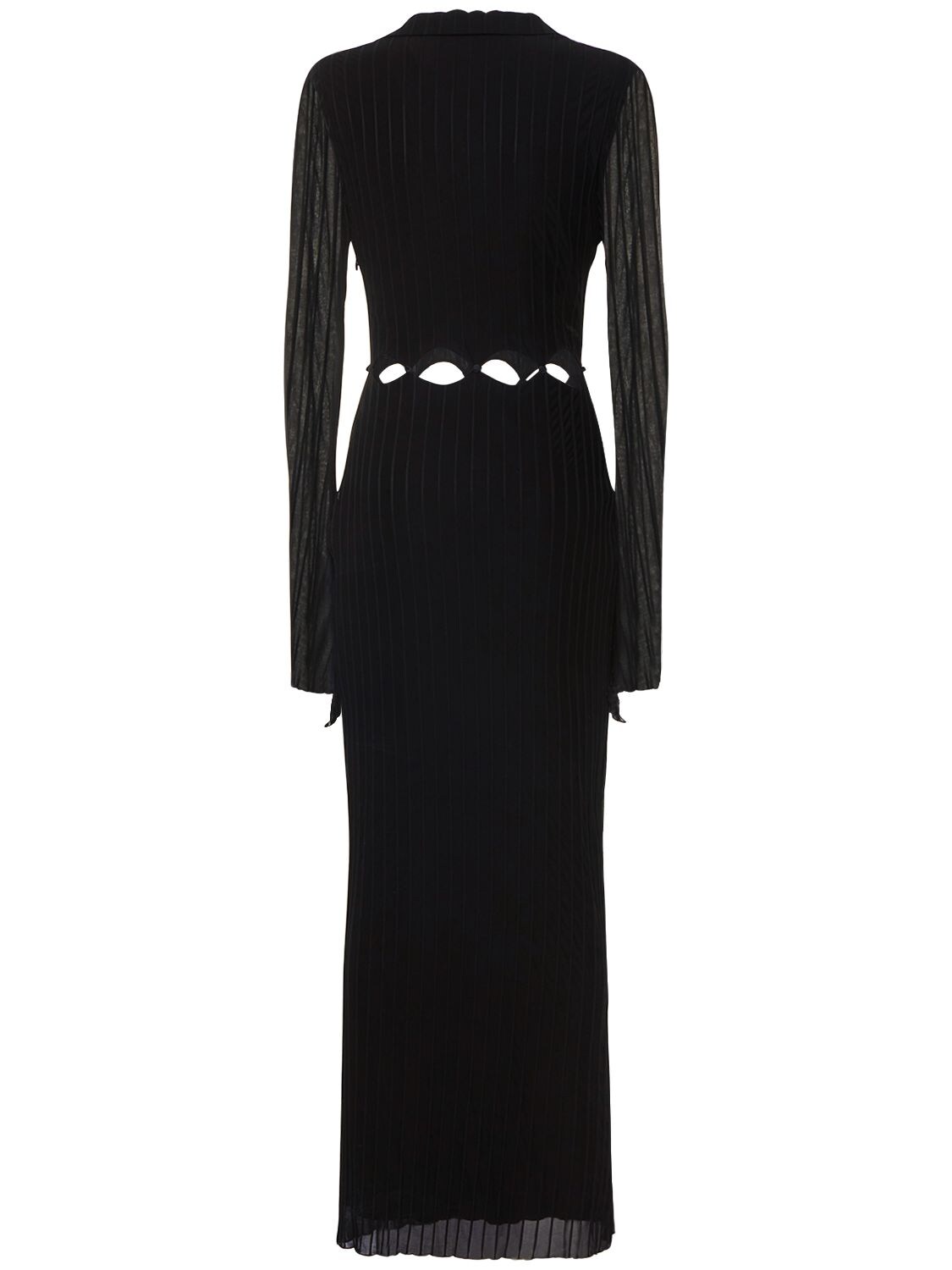 Shop Mach & Mach Cutout Stretch Viscose Midi Dress In Black