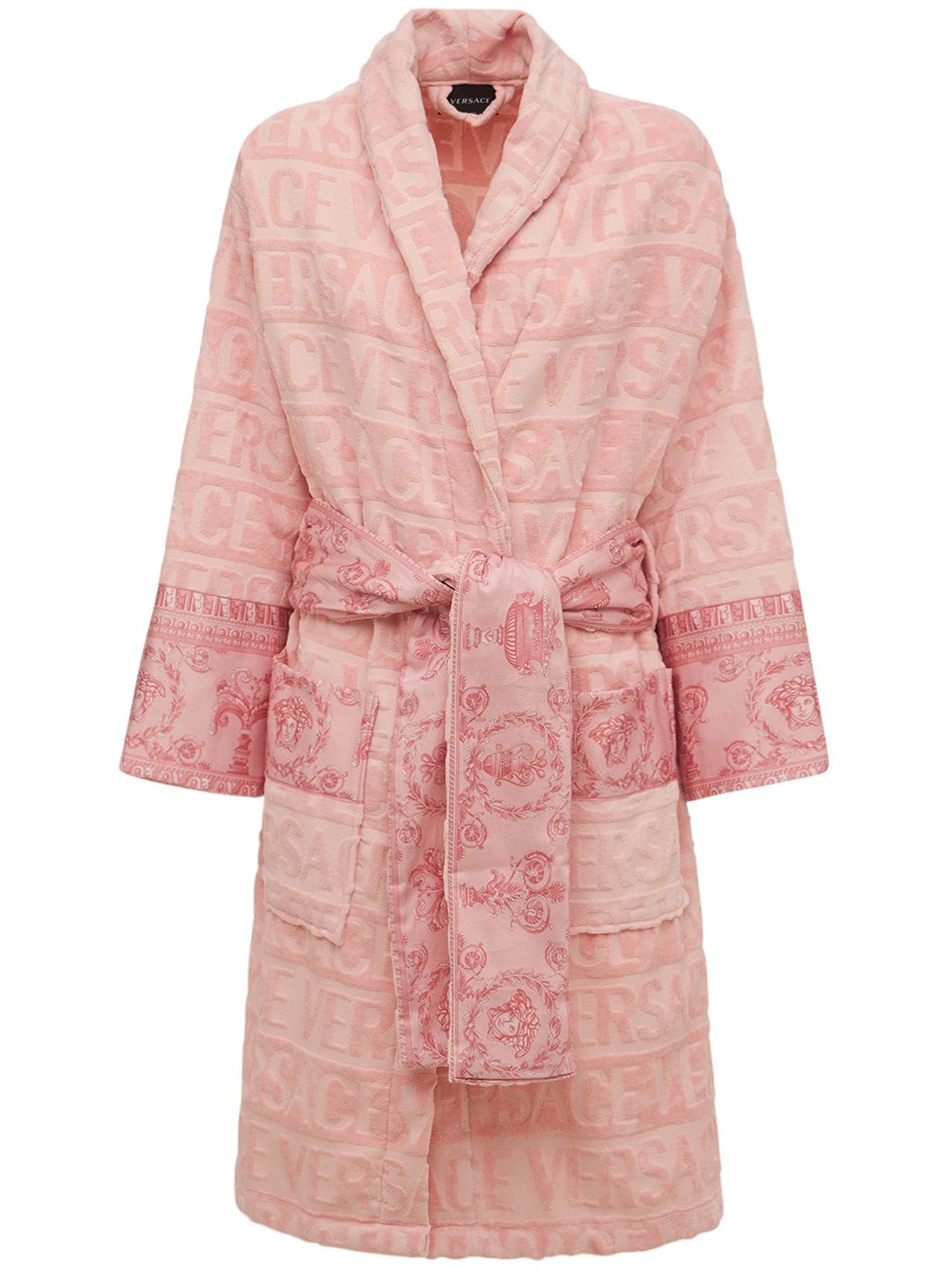 Shop Versace Cotton Bathrobe In Pink