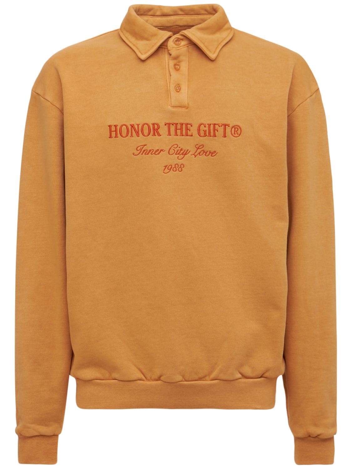 HONOR THE GIFT Rugby Print Cotton Fleece Sweatshirt