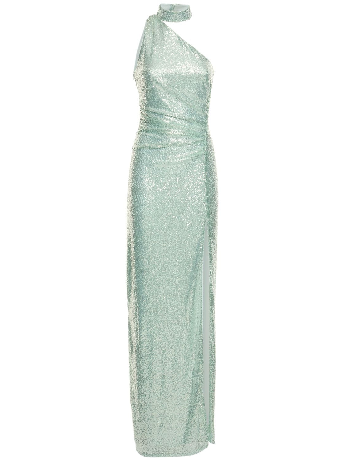 COSTARELLOS Jasmine Sequined Tulle Long Dress