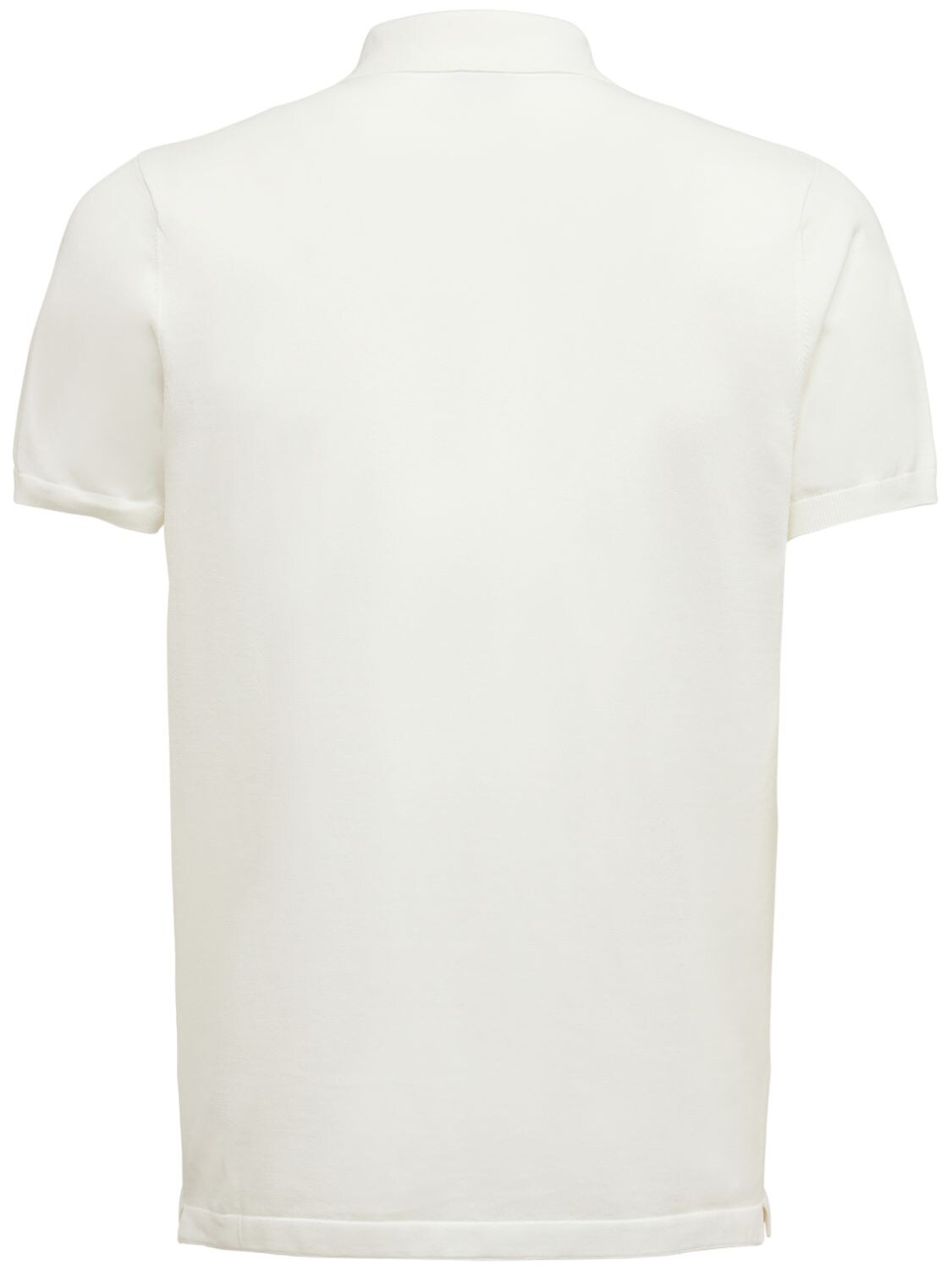 Shop Aspesi Cotton Knit Polo Shirt In White