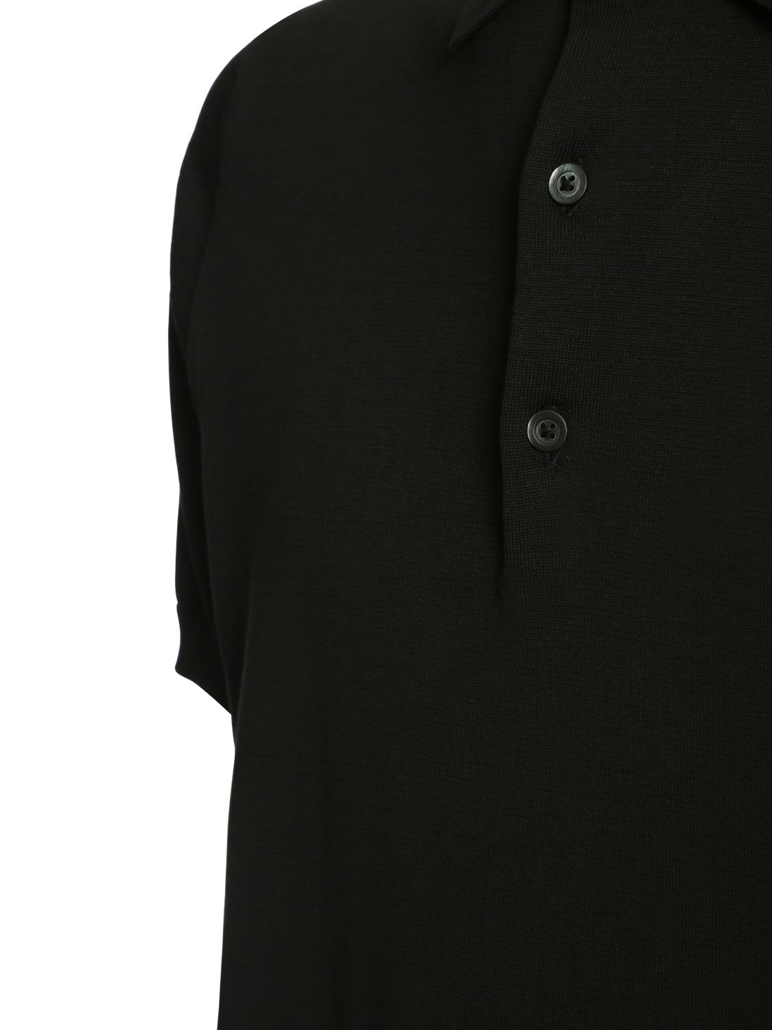 Shop Aspesi Cotton Knit Polo Shirt In Black