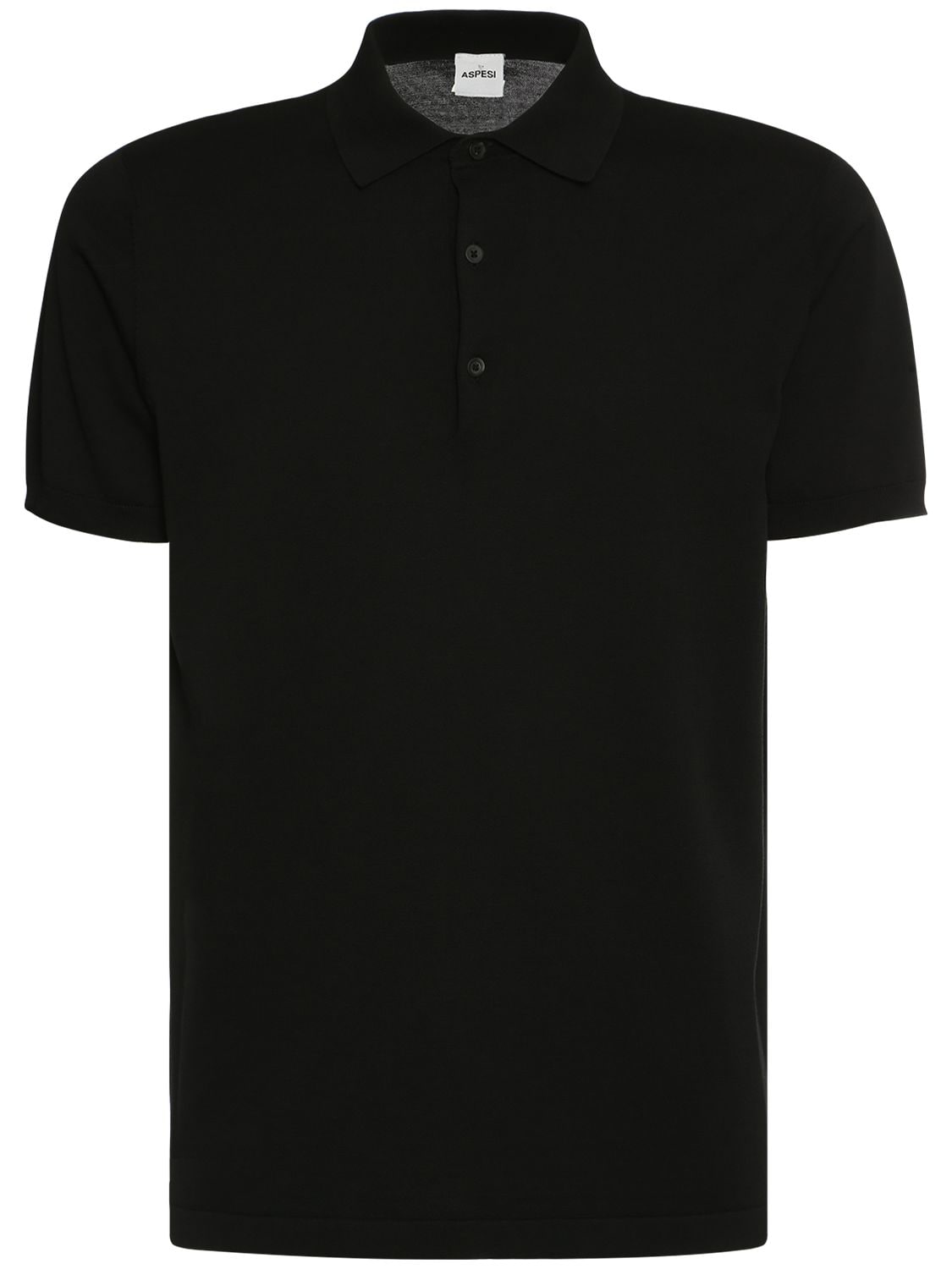 Aspesi Cotton Knit Polo Shirt In Black