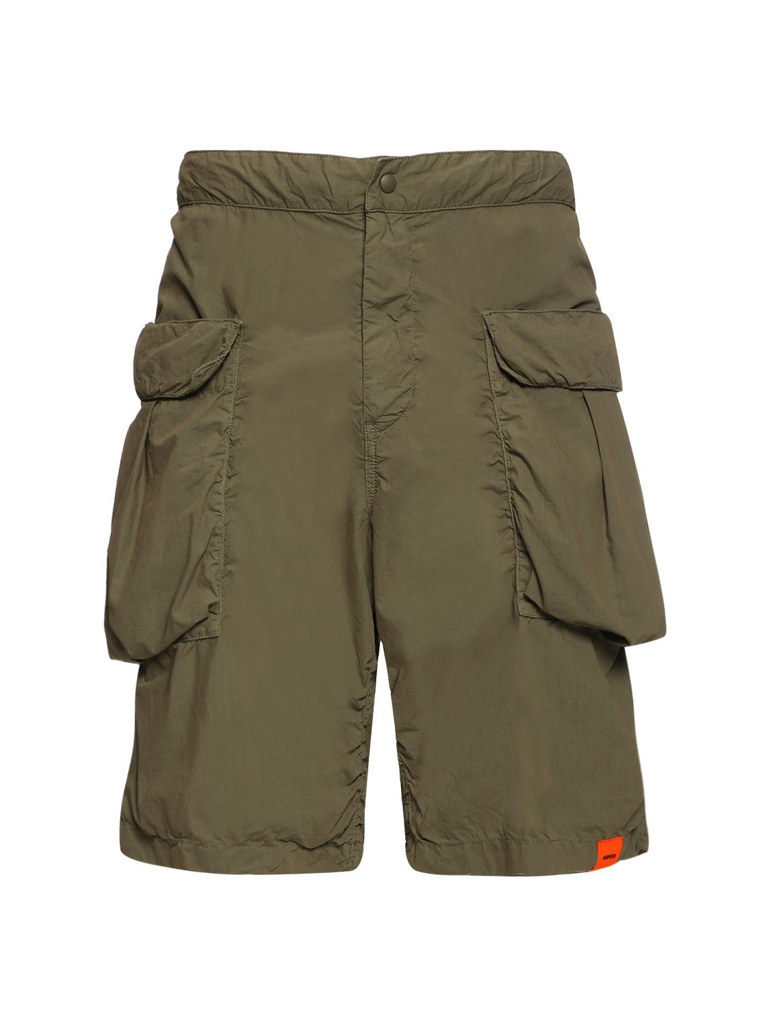 Shop Aspesi Logo Cargo Cotton Shorts In Military Green