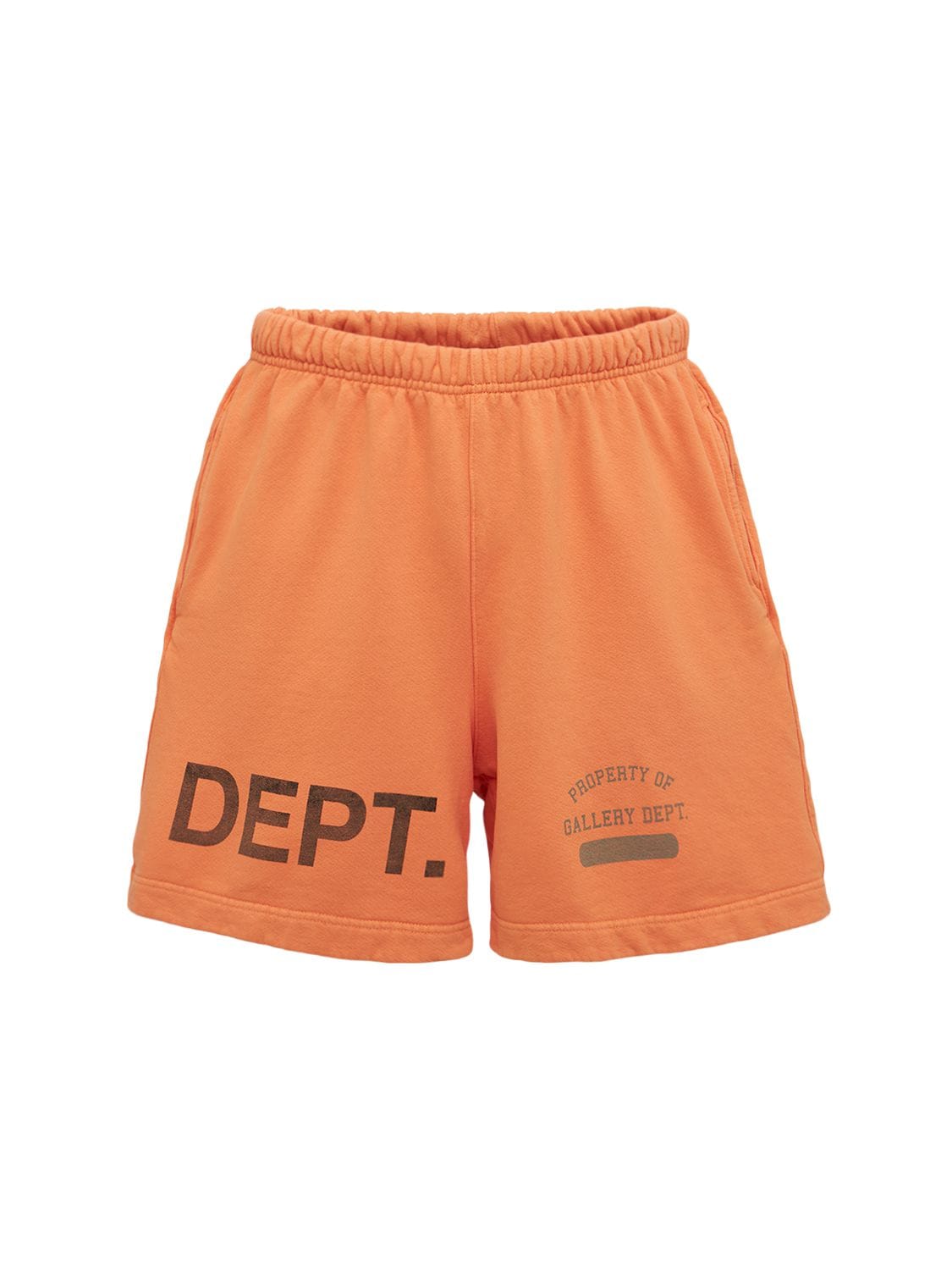 Gallery Dept. Logo Vintage Print Cotton Sweat Shorts In Orange | ModeSens