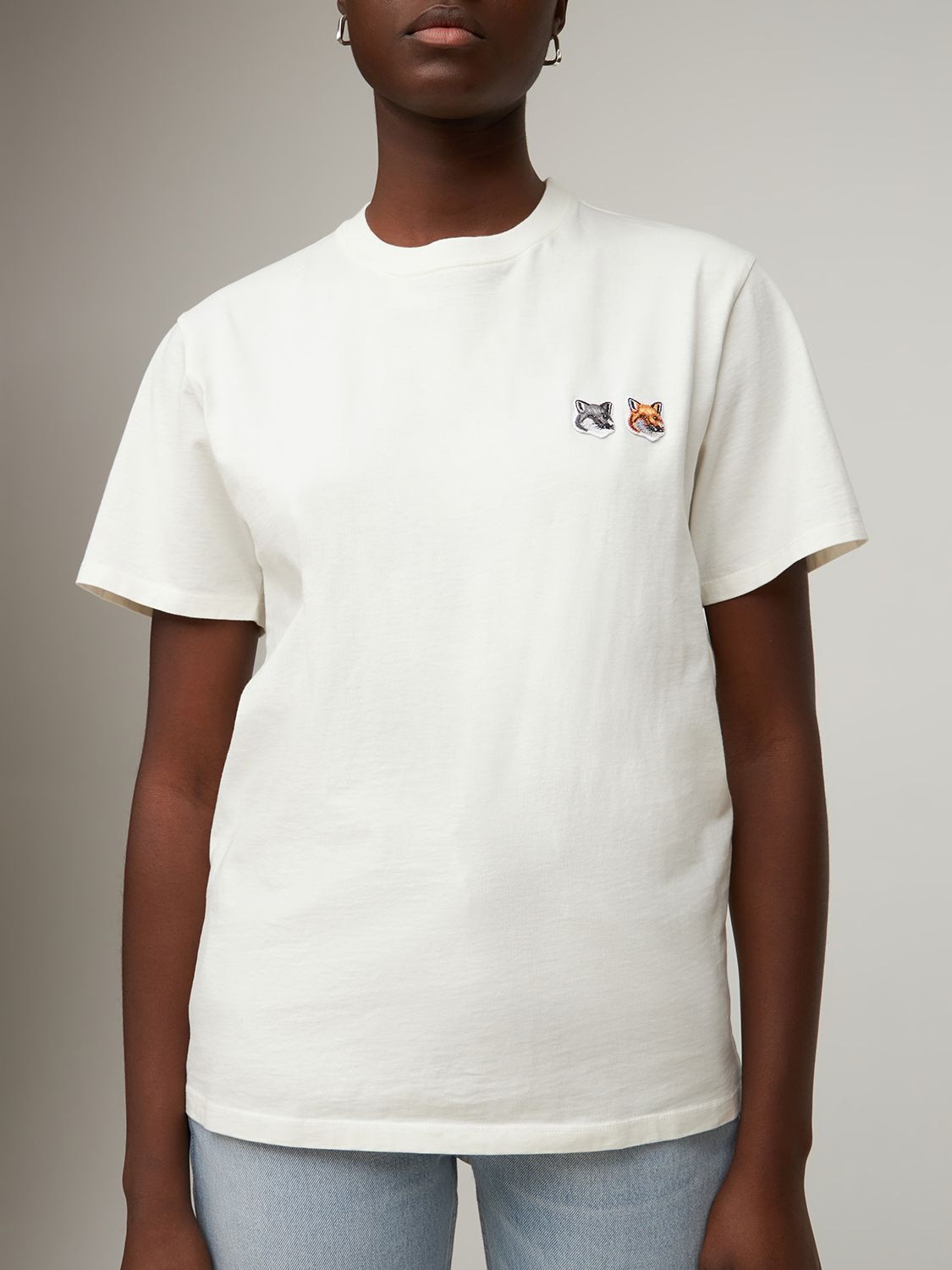 Double Fox Head Patch Classic Tee-shirt In White