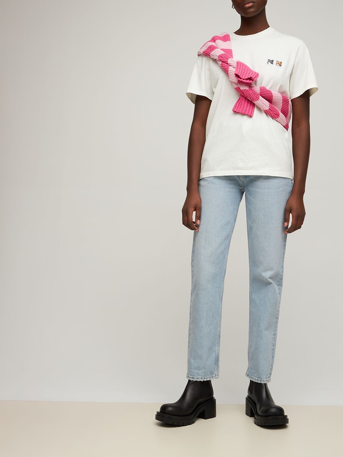 Maison Kitsuné Double Fox Head Patch Classic Tee-shirt In White