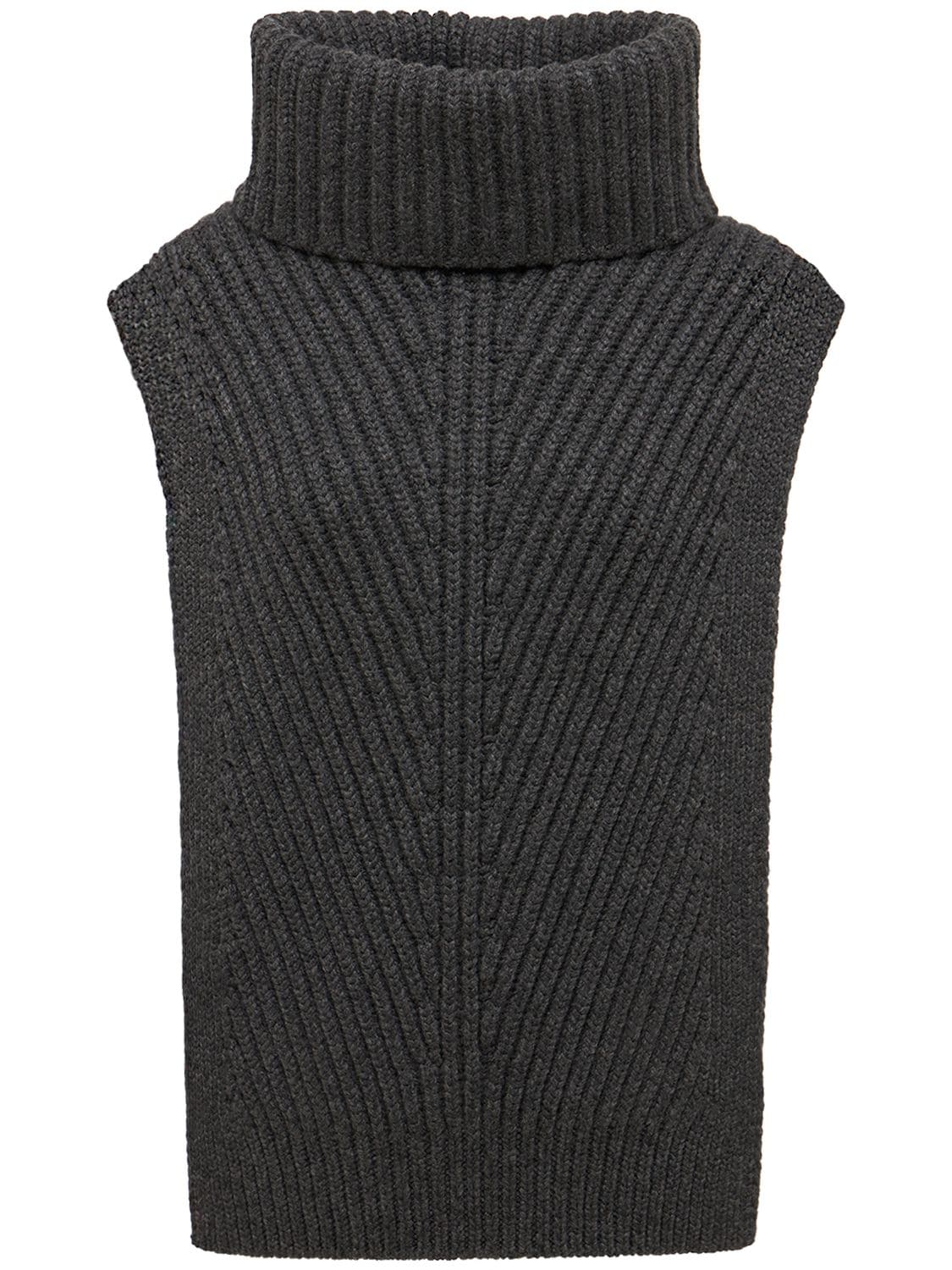 The Row Aso Rib Knit Cashmere Turtleneck Vest In Grey | ModeSens