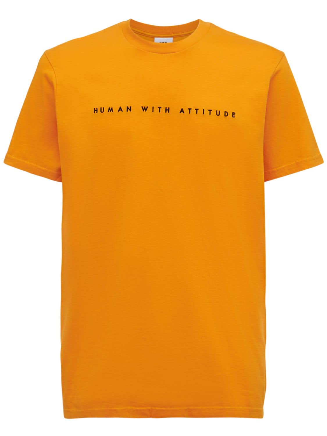 Human With Attitude Logo Printed Cotton T-shirt In Orange