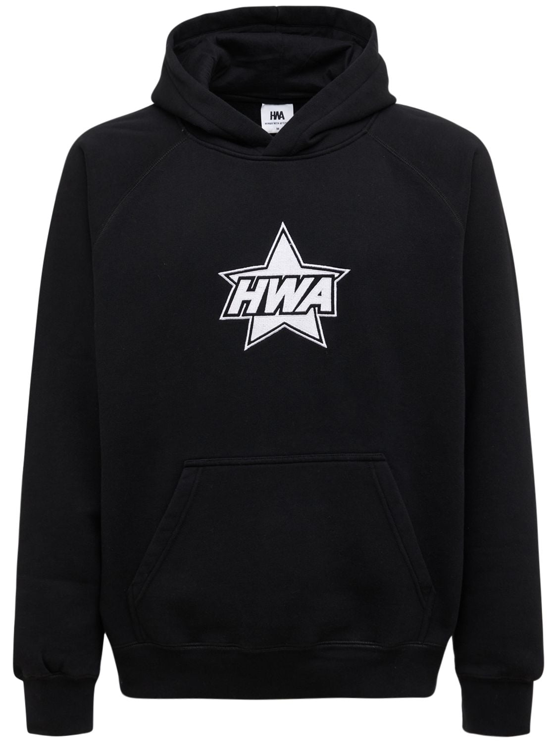 Human With Attitude Hwa Star Logo Cotton Blend Hoodie In 黑色