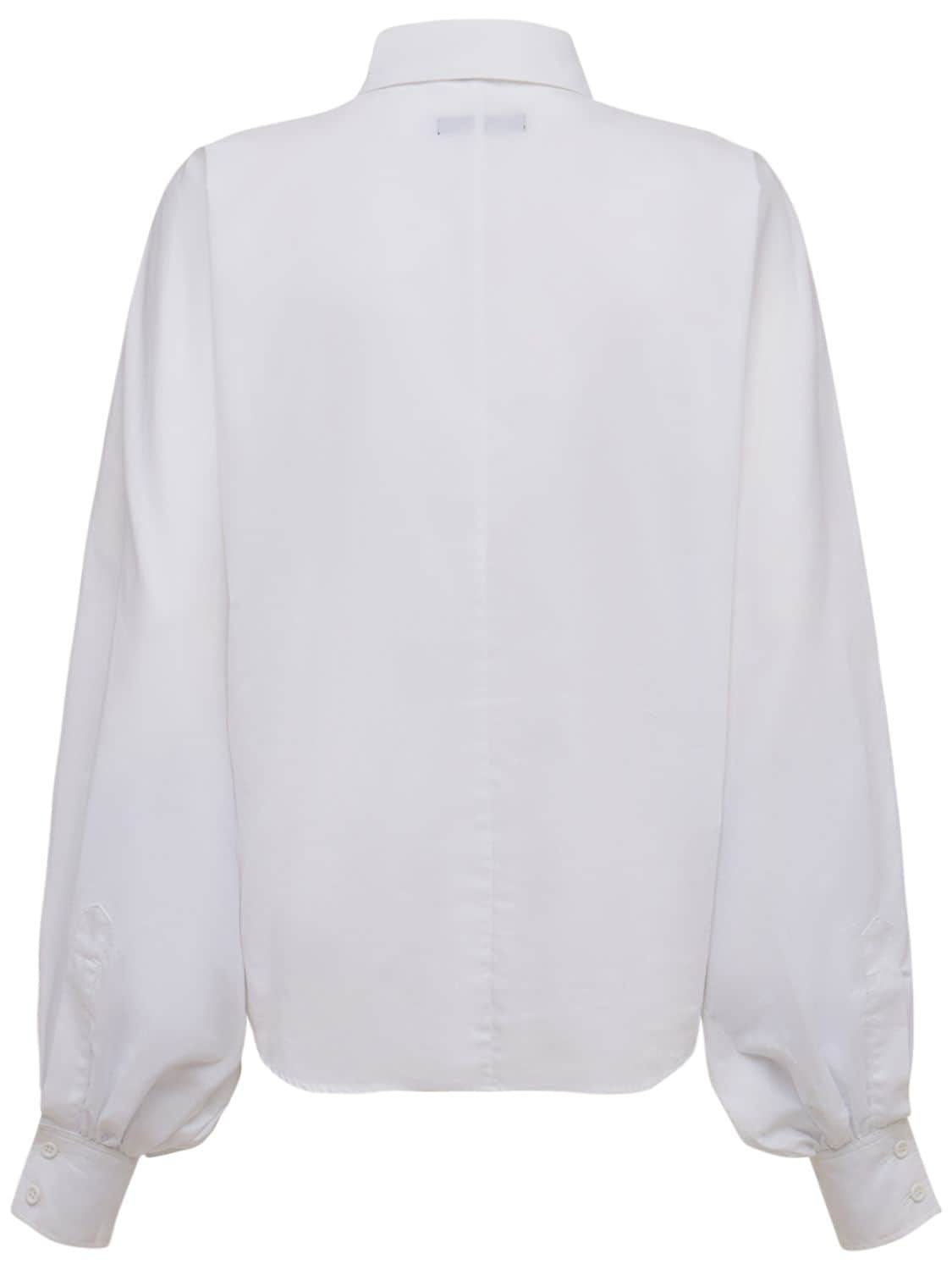 Shop Made In Tomboy Claire Poplin Shirt W/balloon Sleeves In White