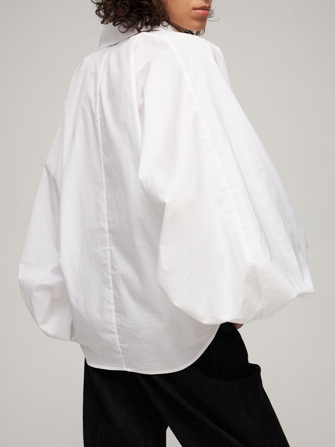 Shop Made In Tomboy Claire Poplin Shirt W/balloon Sleeves In White