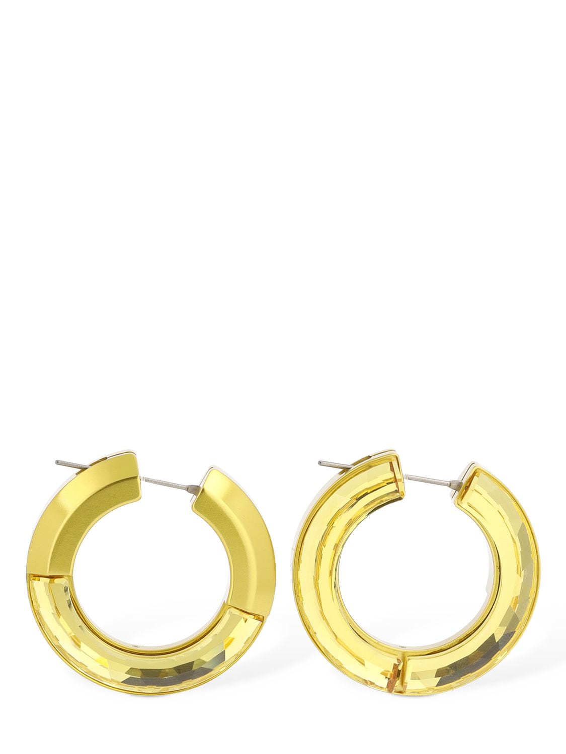 Shop Swarovski Lucent  Hoop Earrings In Yellow