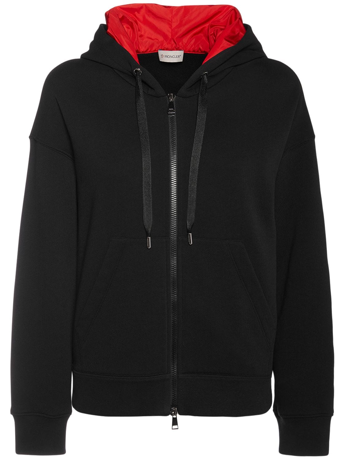 Moncler - Printed cotton fleece zip-up hoodie - Black | Luisaviaroma