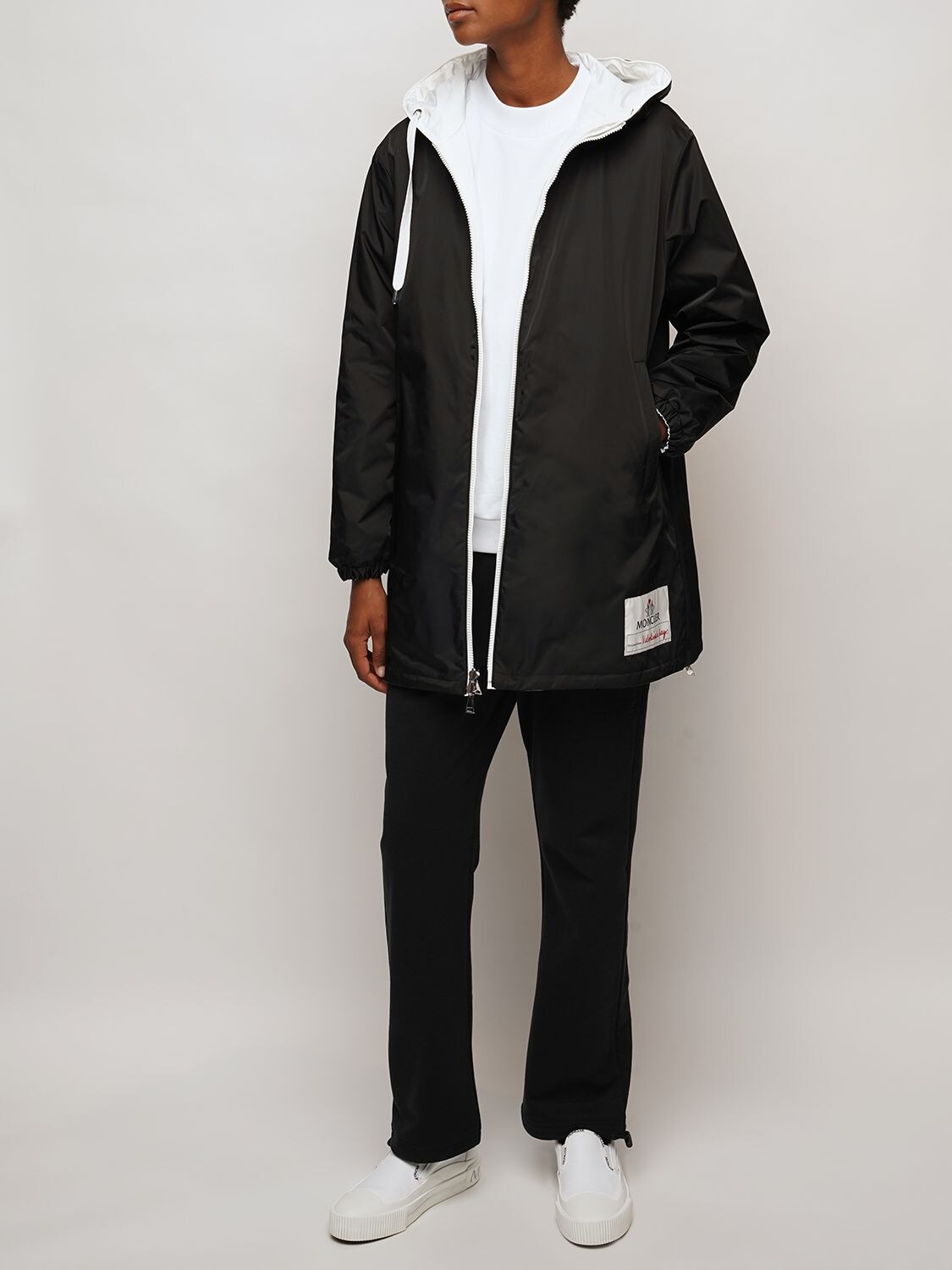 White Moncler Etretat Printed Micro Gabardine Jacket in White/Black Womens Clothing Jackets Casual jackets 