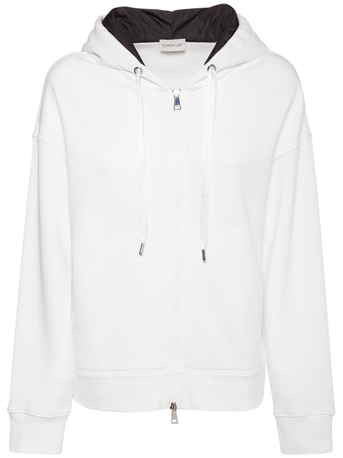 Moncler Printed Cotton Fleece Zip-up Hoodie In White | ModeSens