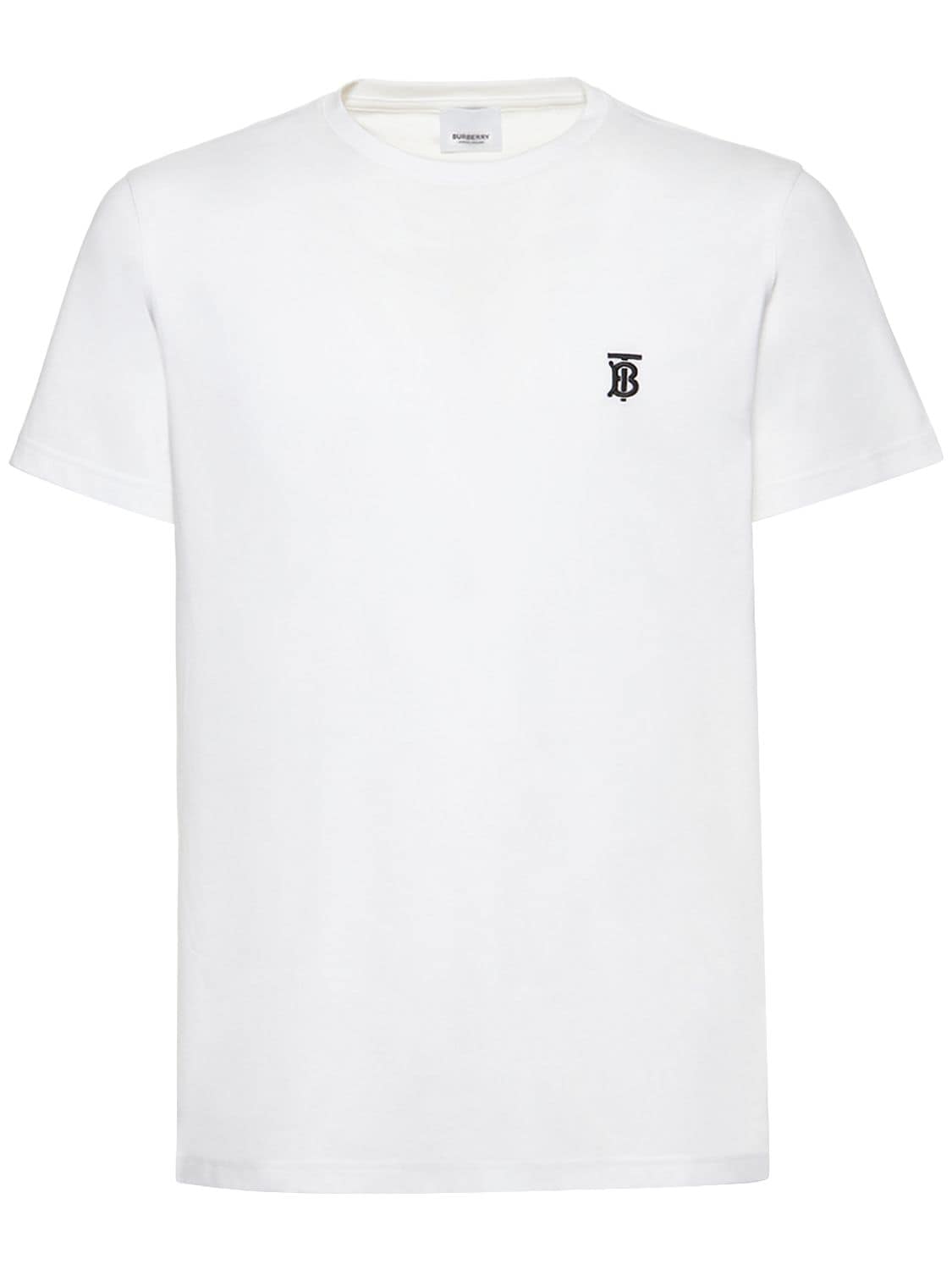 Burberry Tb Logo Embroidery Cotton Jersey T-shirt In White