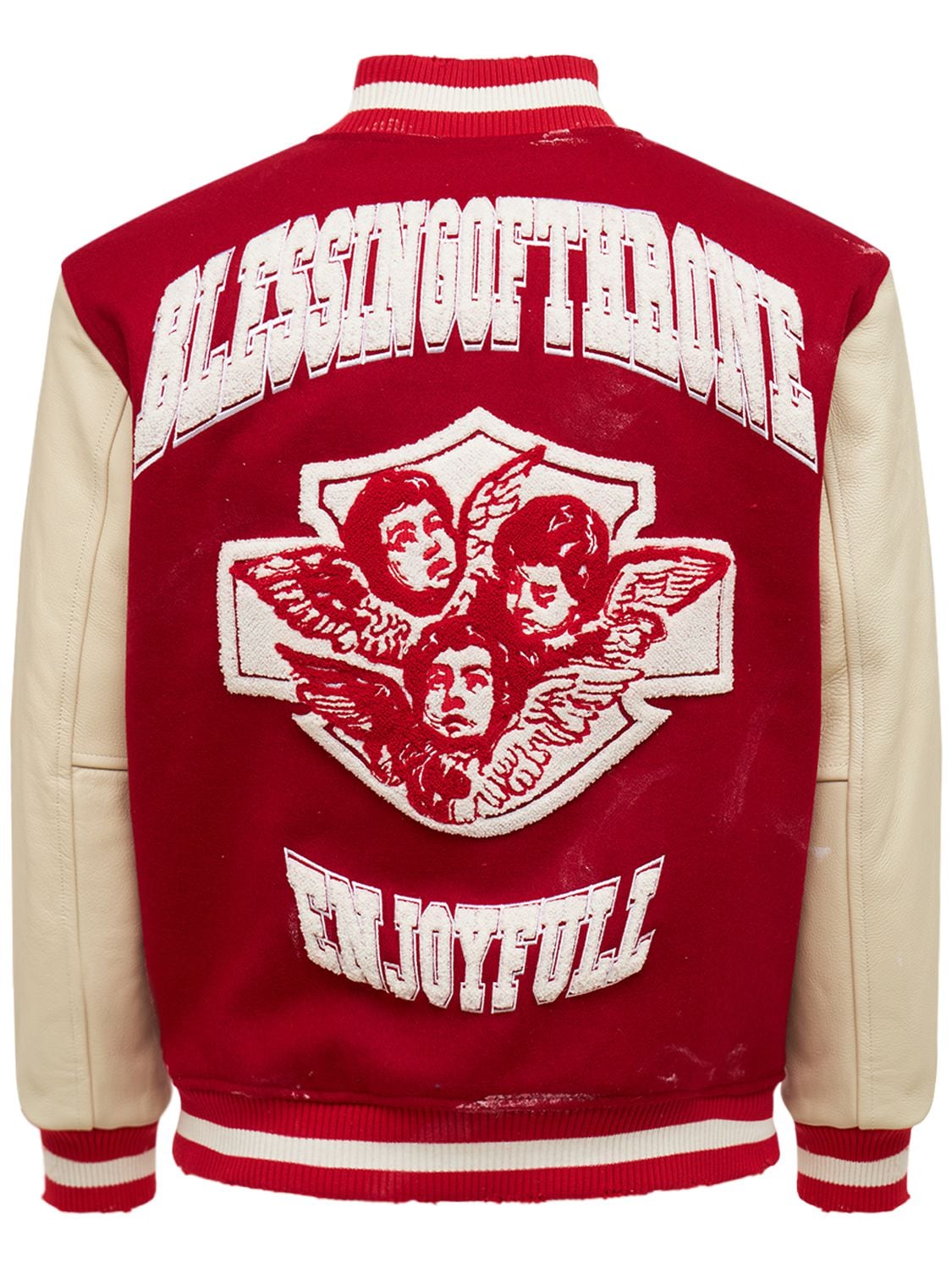 Someit Vintage Wool Blend Bomber Jacket In Red,multi