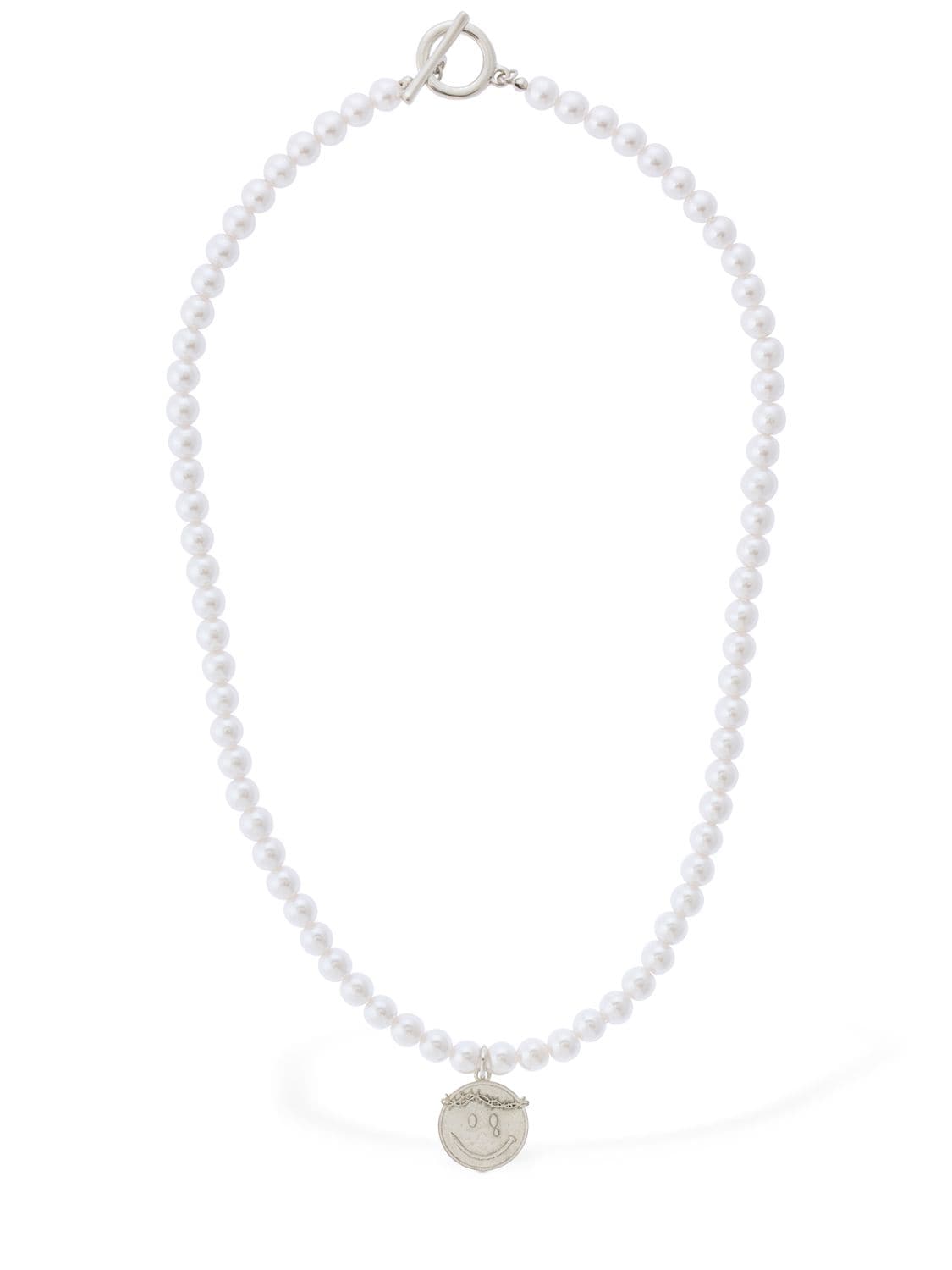 Someit K.o.k Imitation Pearl Necklace In White,silver