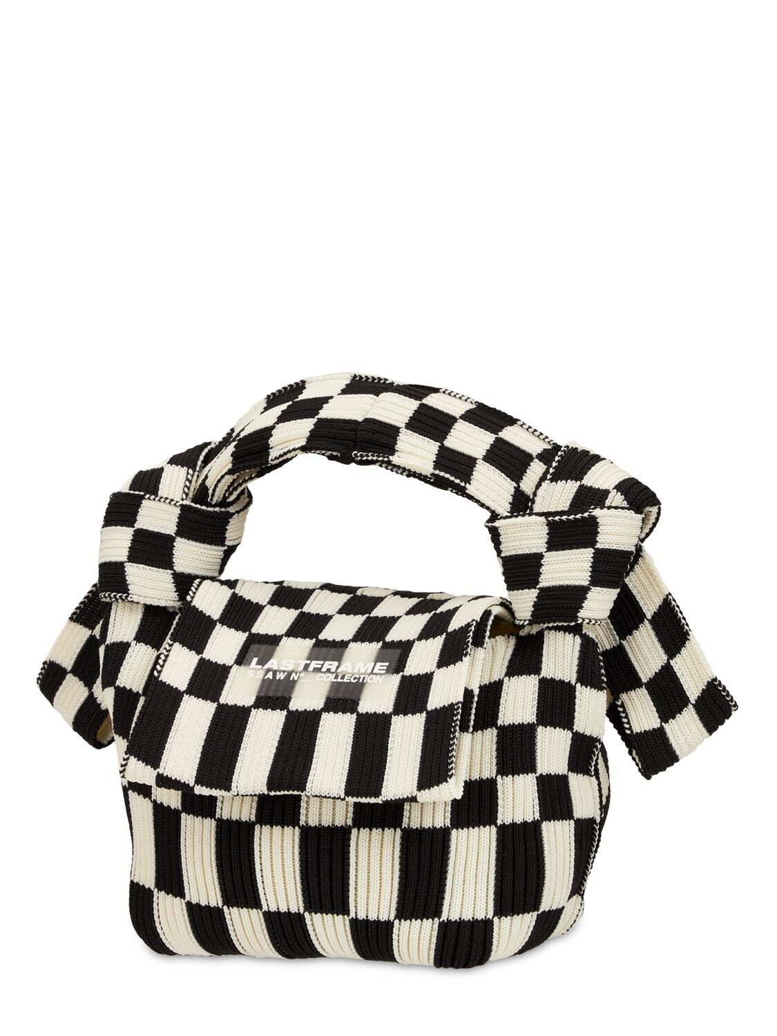Lastframe Black And White Ichimatsu Mini Shoulder Bag | ModeSens