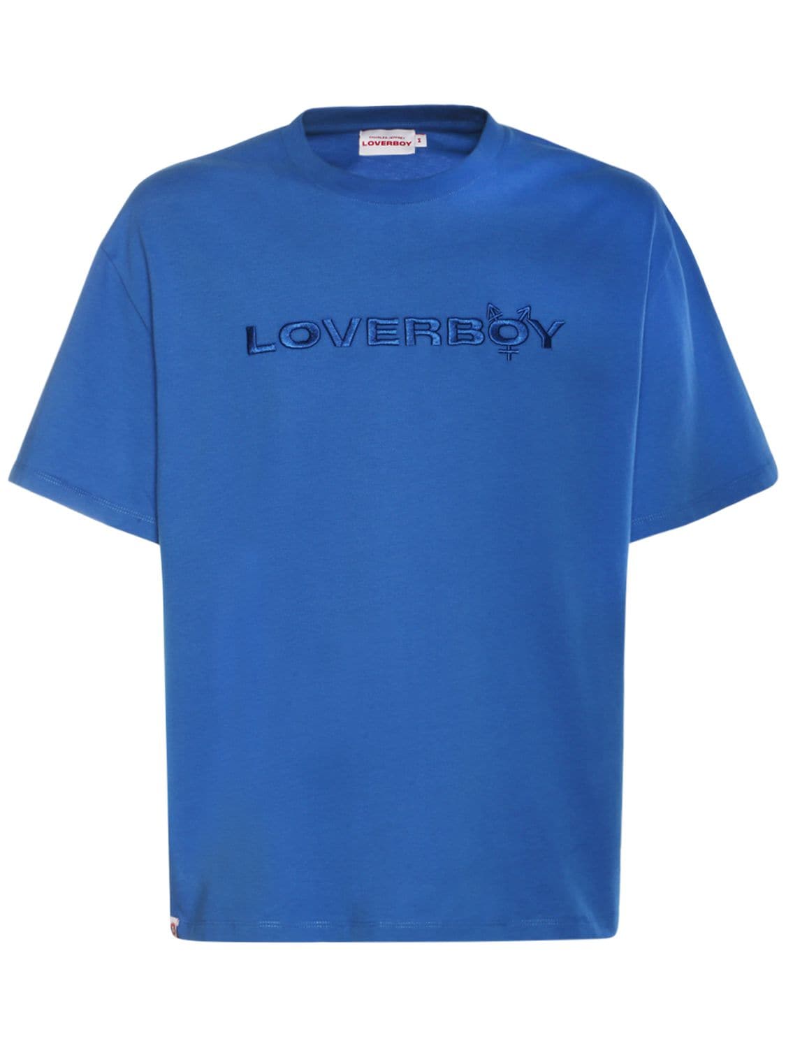 CHARLES JEFFREY LOVERBOY LOGO EMBROIDERY COTTON JERSEY T-SHIRT