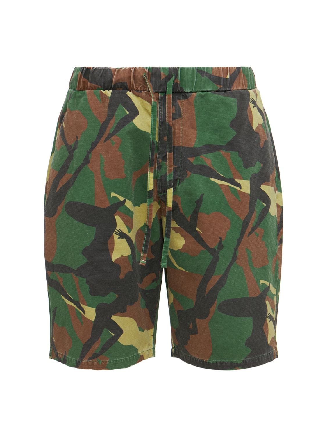 A New Brand Camo Pin Up Printed Cotton Combat Shorts In Green