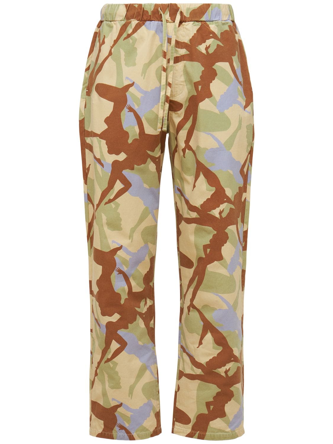 A New Brand Camo Pin Up Printed Cotton Combat Pants In 베이지,브라운