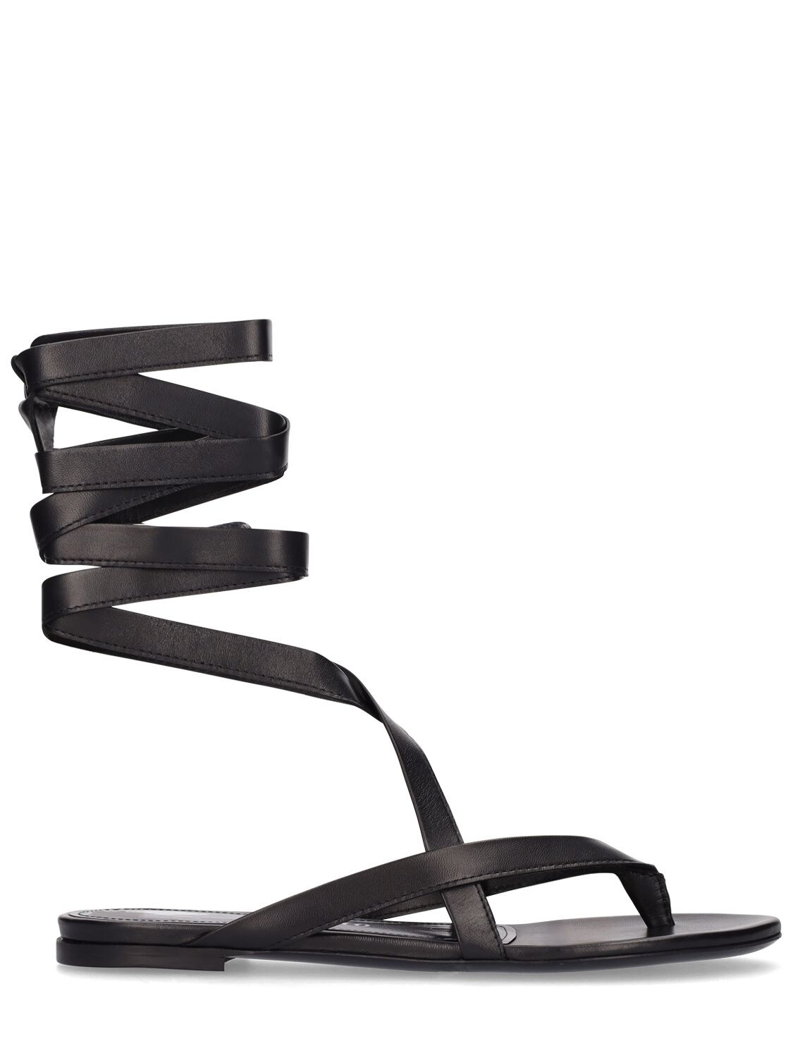 Attico 10mm Beth Leather Lace-up Sandals In Black