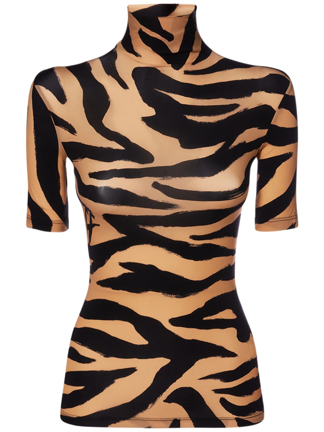 zebra print turtleneck top