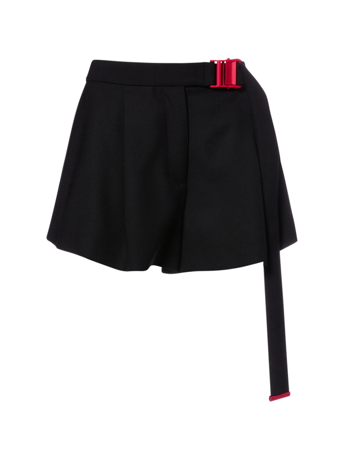 OFF-WHITE BUCKLE LIGHT WOOL PLEATED SHORTS