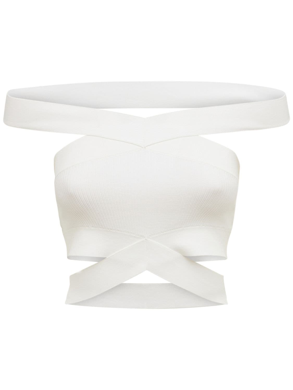 Dion Lee Lvr Exclusive Knit Rayon Crop Top In Ivory | ModeSens