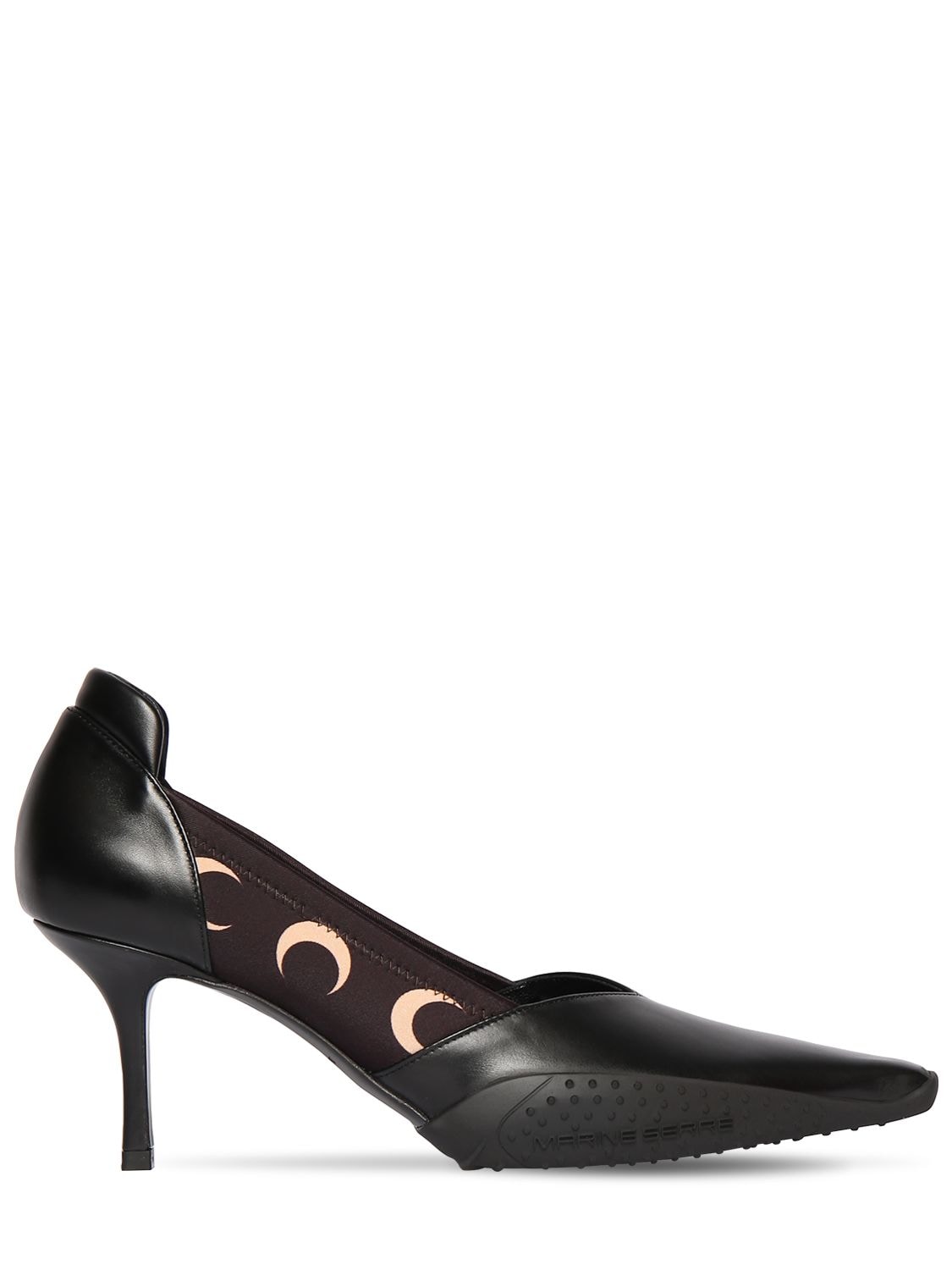 50mm Moon Leather & Stretch Pumps