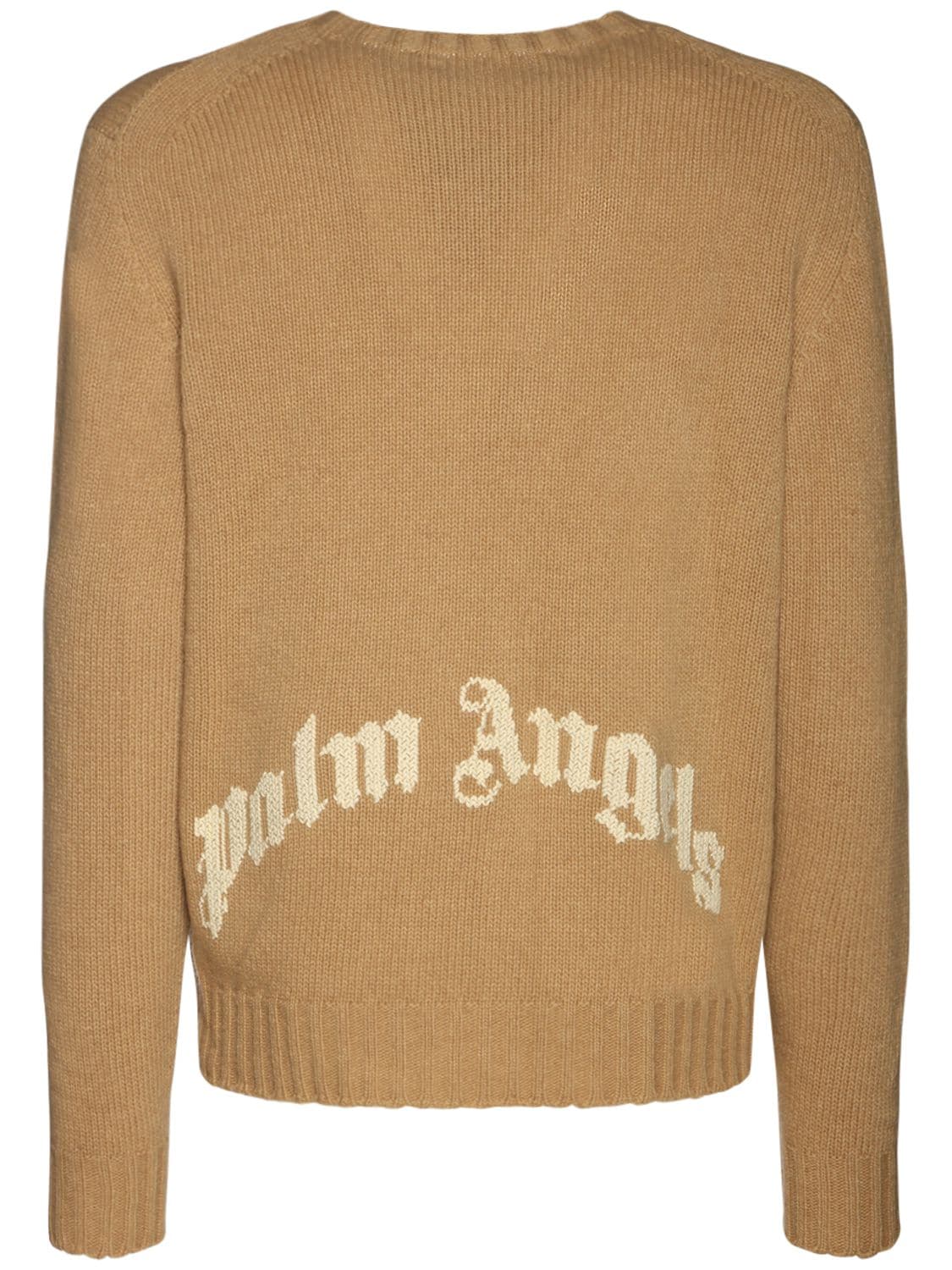 Curved Logo Wool Blend Knit Sweater