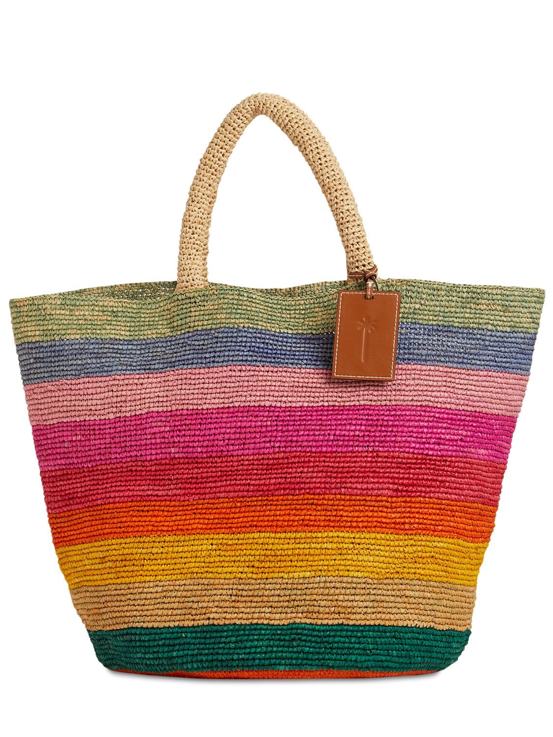 Summer Rainbow Raffia Tote Bag