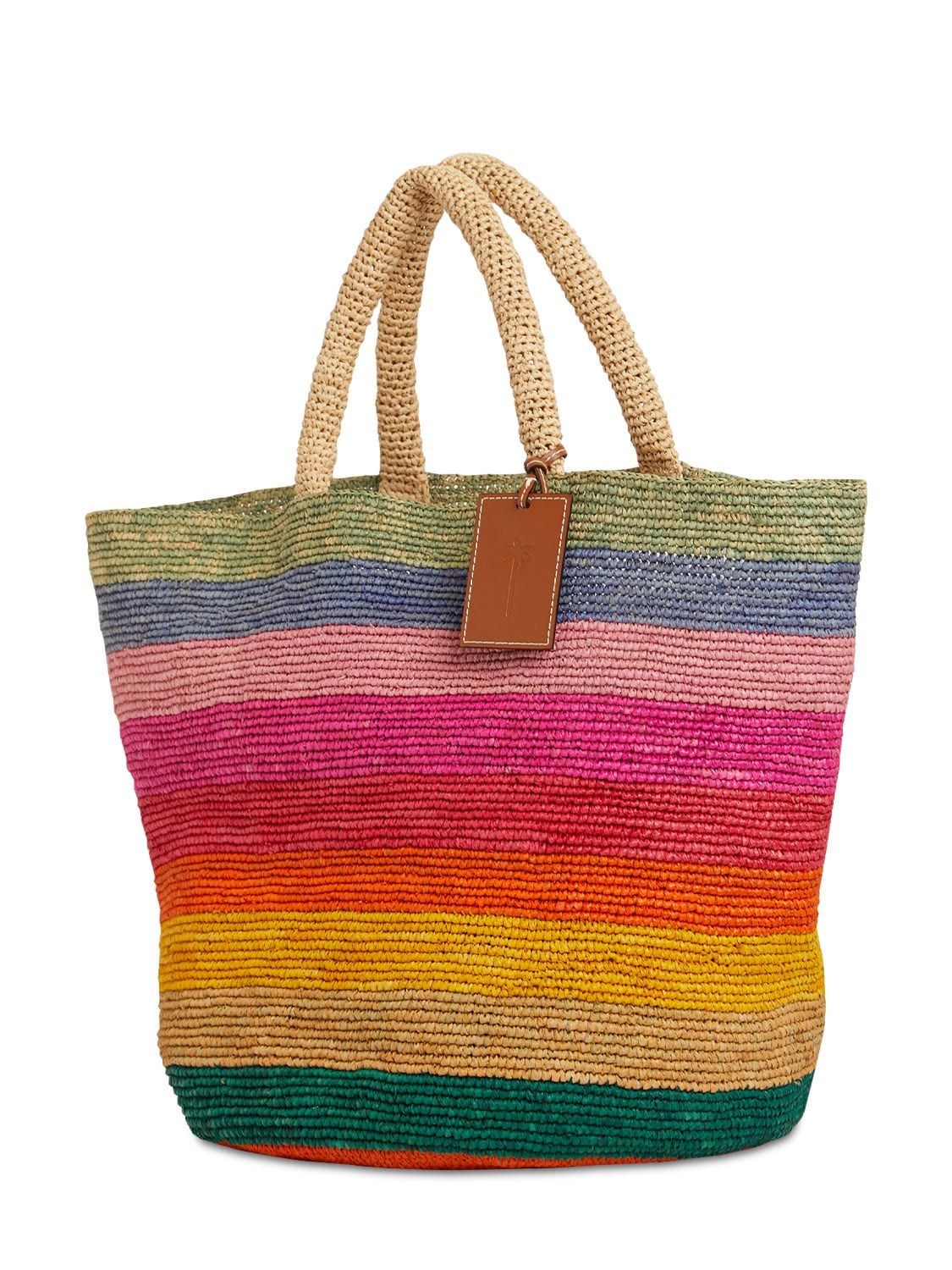 Manebi Summer Rainbow Raffia Tote Bag In Beige | ModeSens