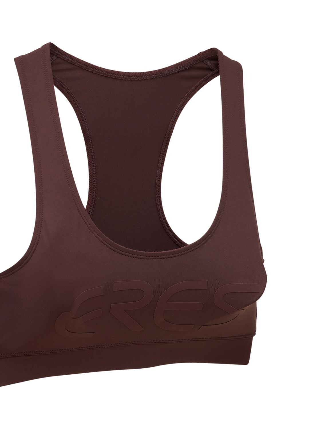 Shop Eres Sporty Stretch Jersey Logo Bralette In Brown