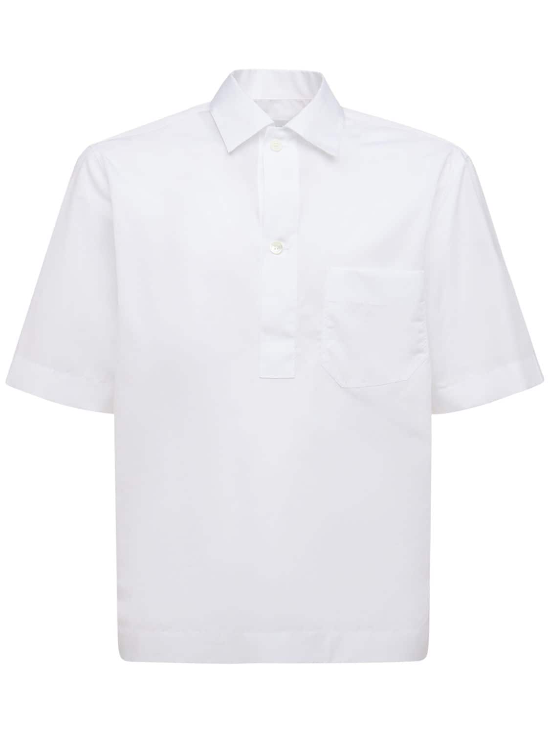 Aglini Cotton Poplin Shirt W/breast Pocket In 白色