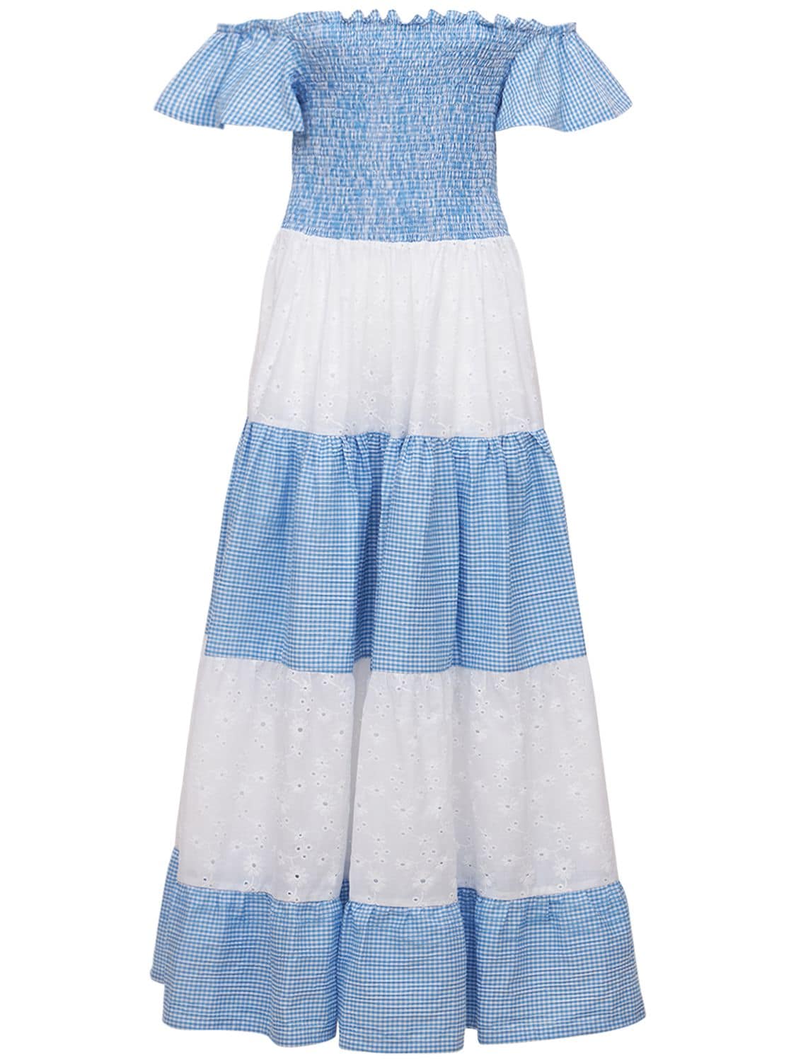 Tiered Cotton Poplin & Lace Maxi Dress